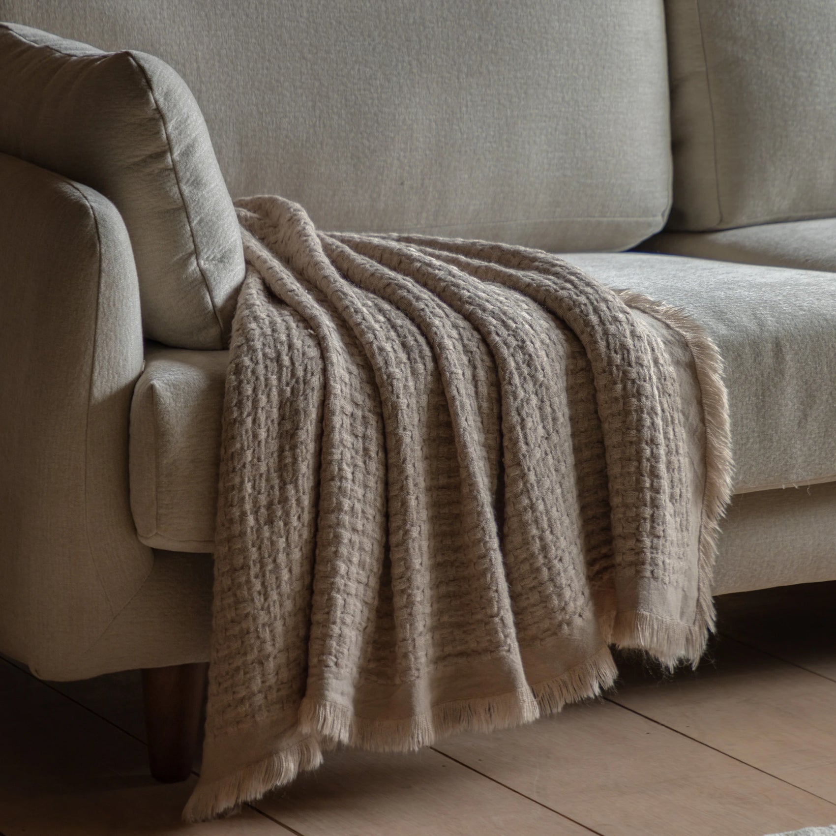 Aldergrove Soft Touch Waffle Natural Throw