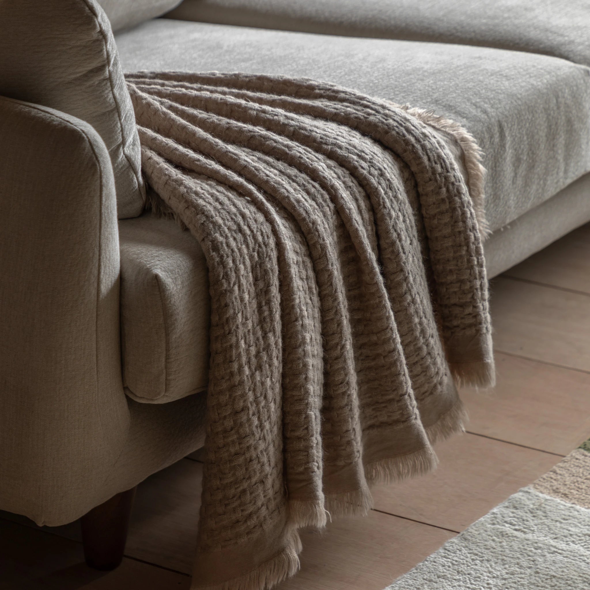 Aldergrove Soft Touch Waffle Natural Throw