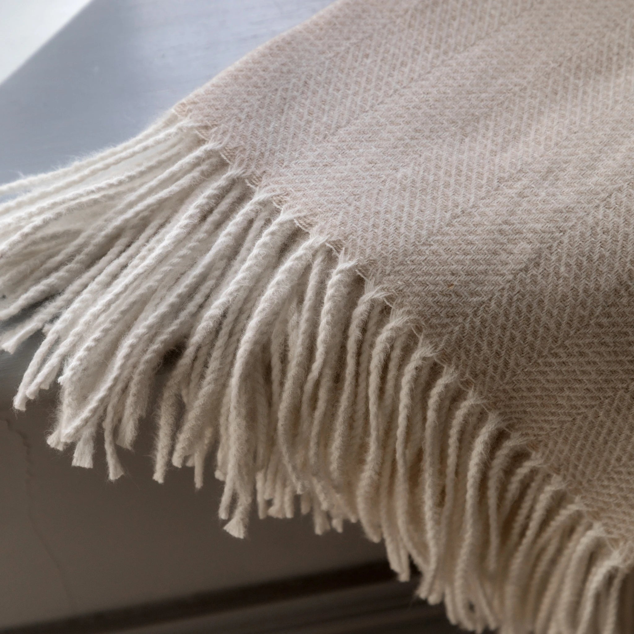 Ribes Herringbone Ecru Throw