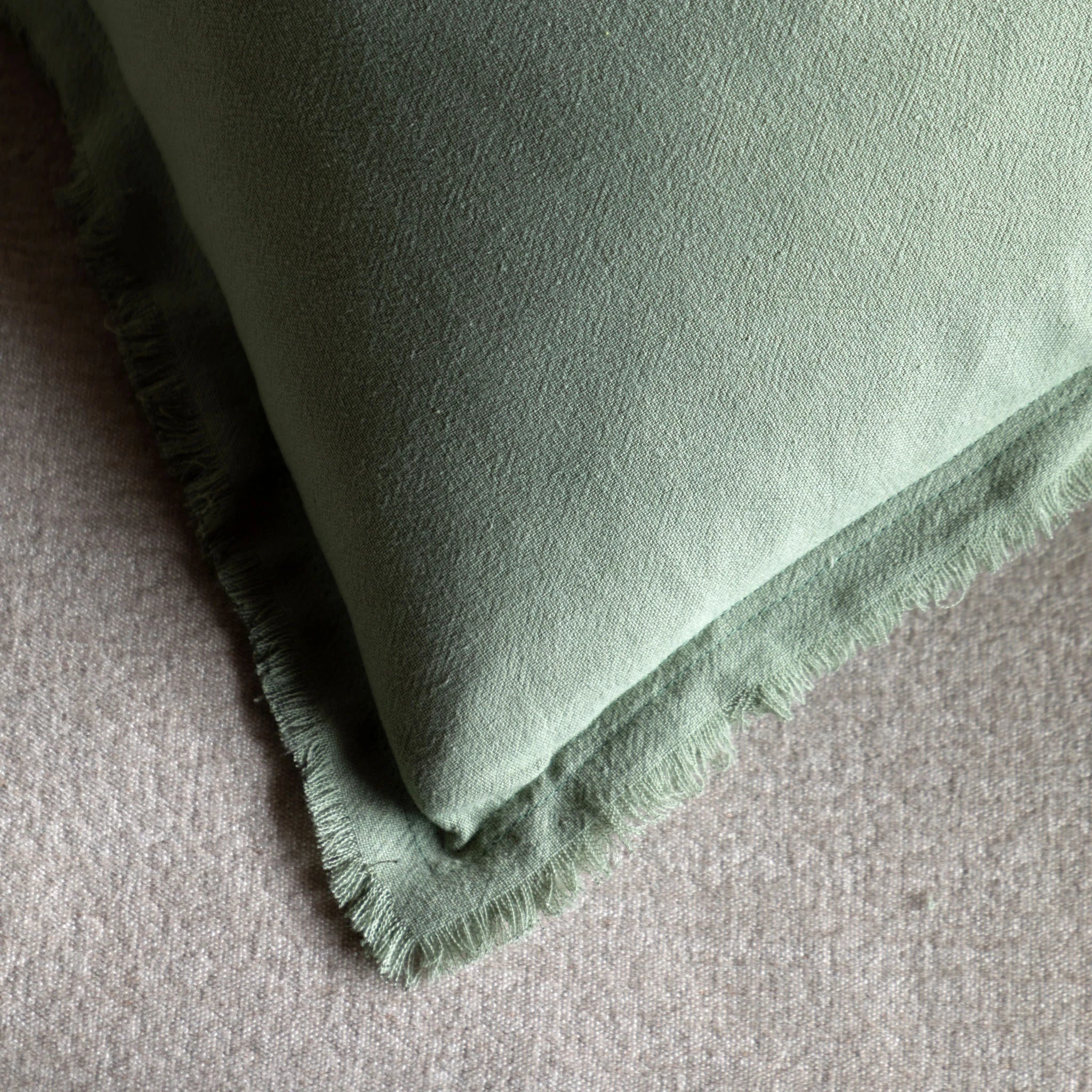 Set of 2 Linora Linen Look Sage Green Cushions 45x45cm