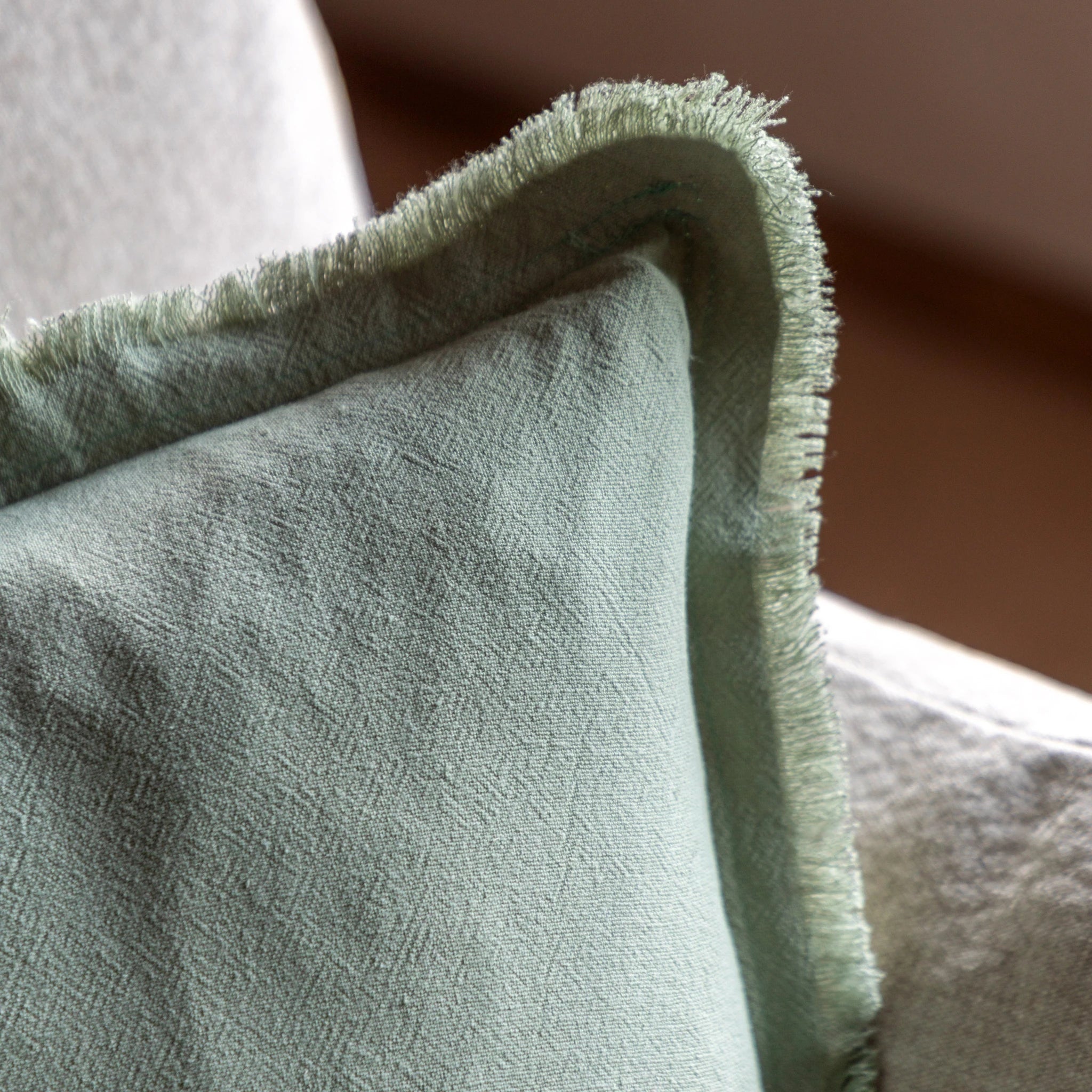 Set of 2 Linora Linen Look Sage Green Cushions 45x45cm