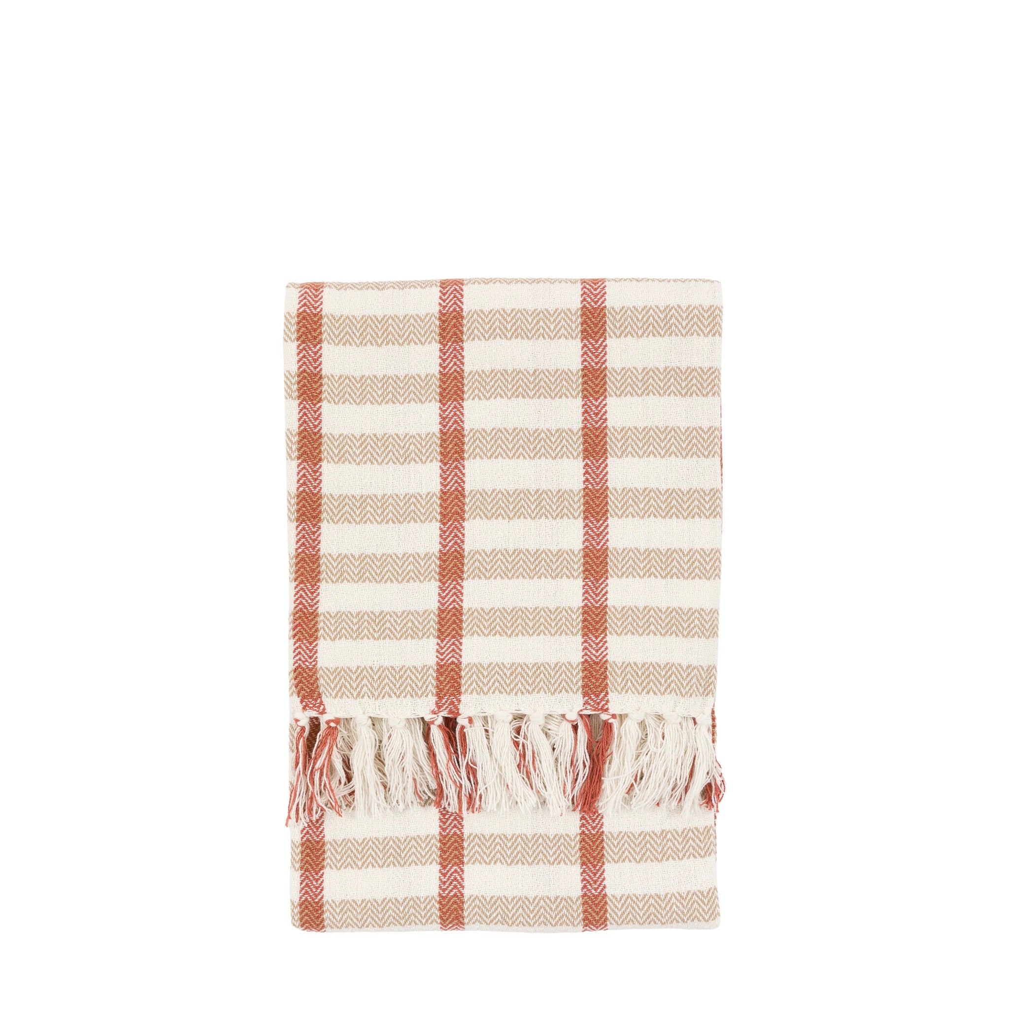 Calderi Grid Woven Rust & Natural Throw