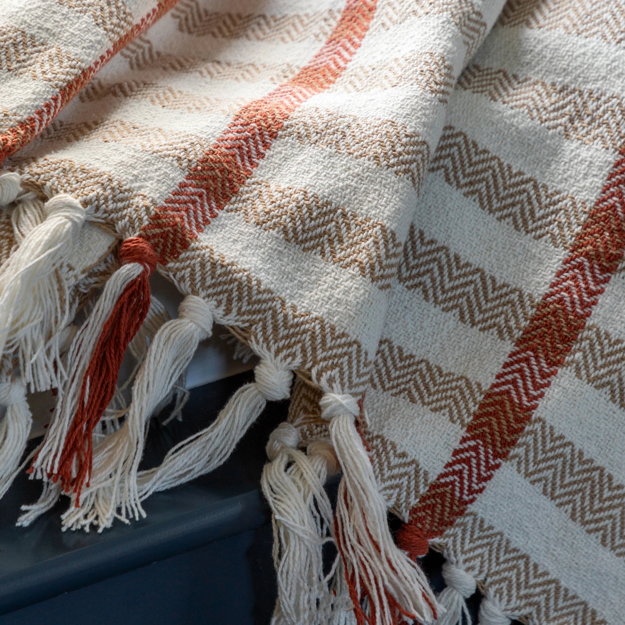 Calderi Grid Woven Rust & Natural Throw