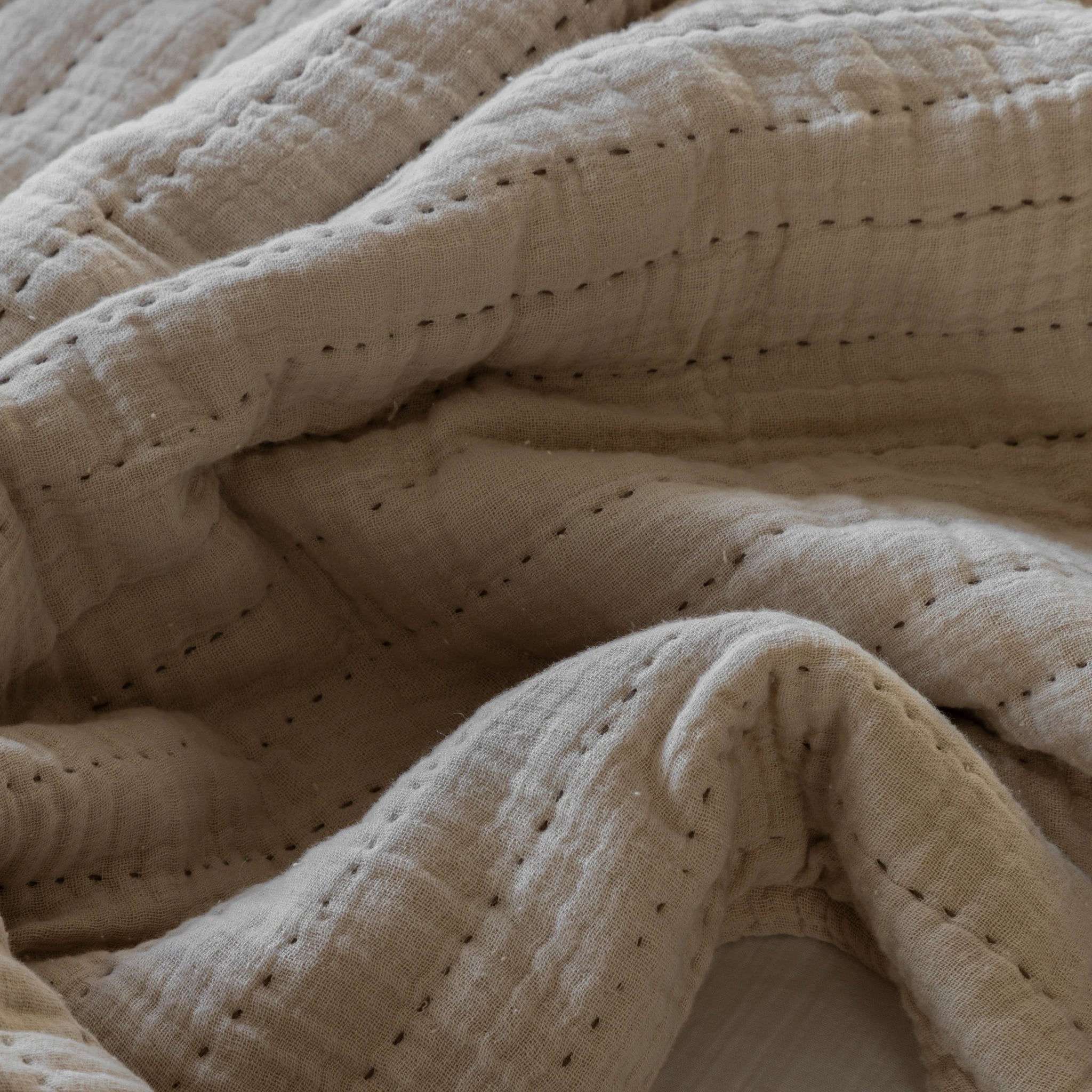 Redcliffe Gauze Taupe Cotton Bedspread
