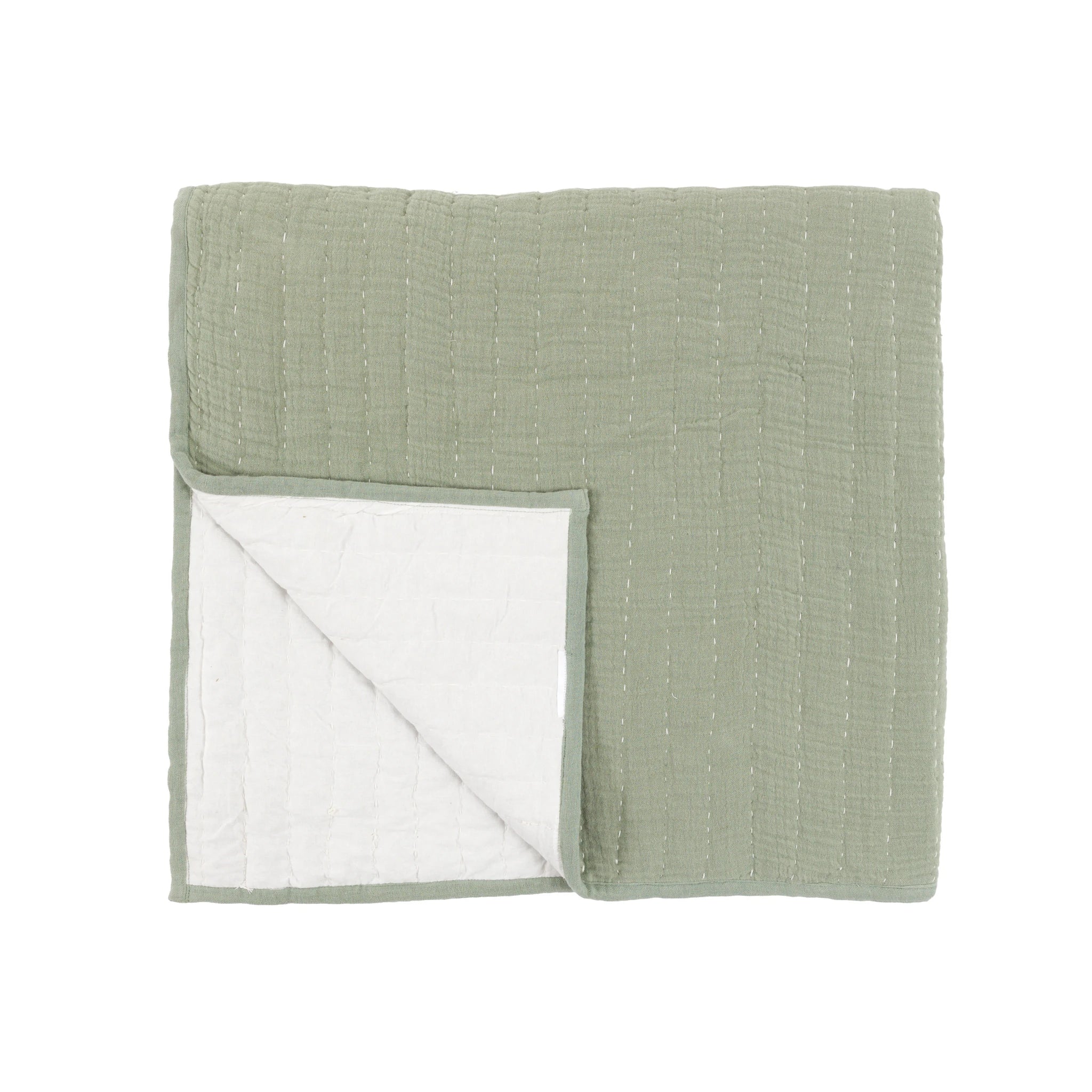 Redcliffe Gauze Sage Green Cotton Bedspread