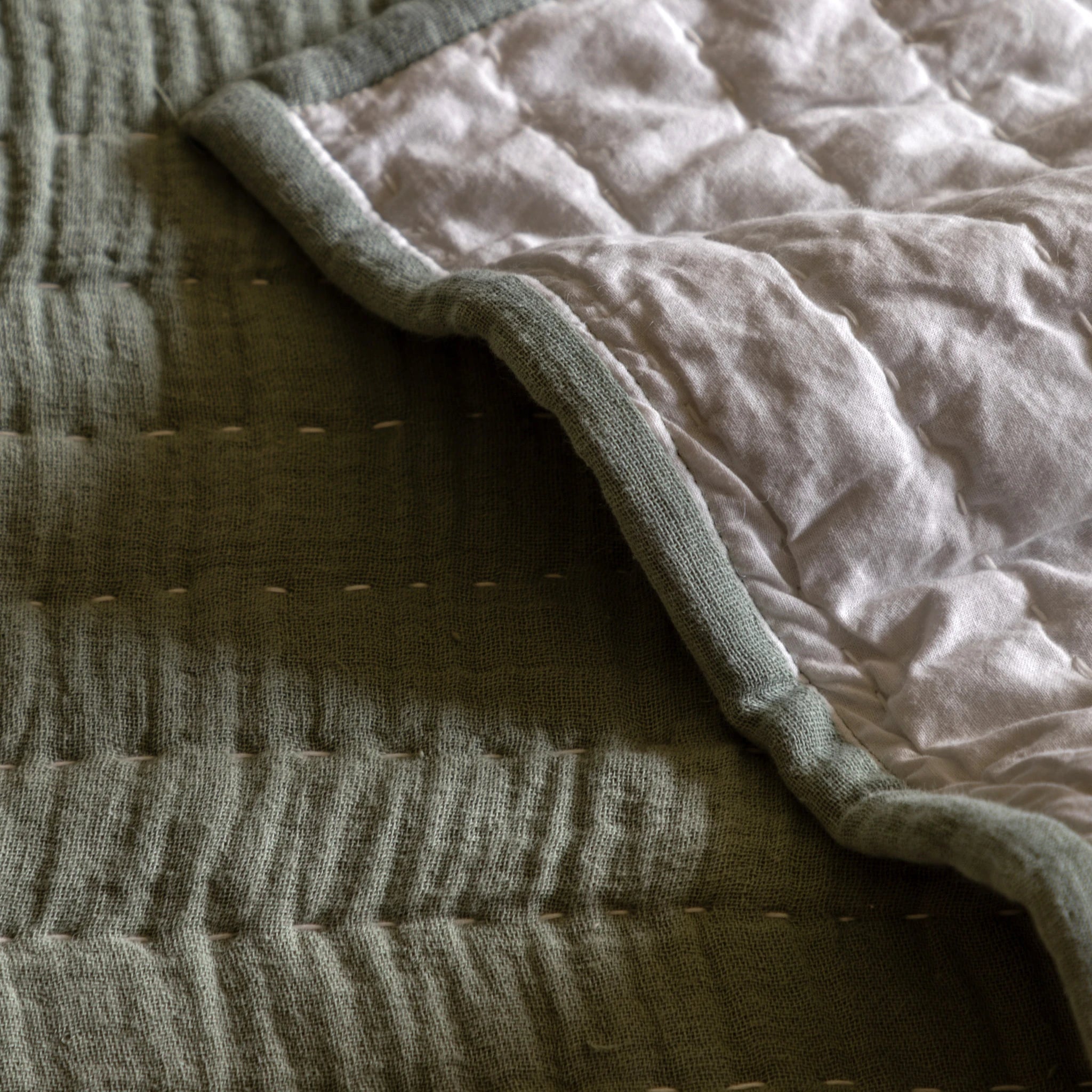 Redcliffe Gauze Sage Green Cotton Bedspread