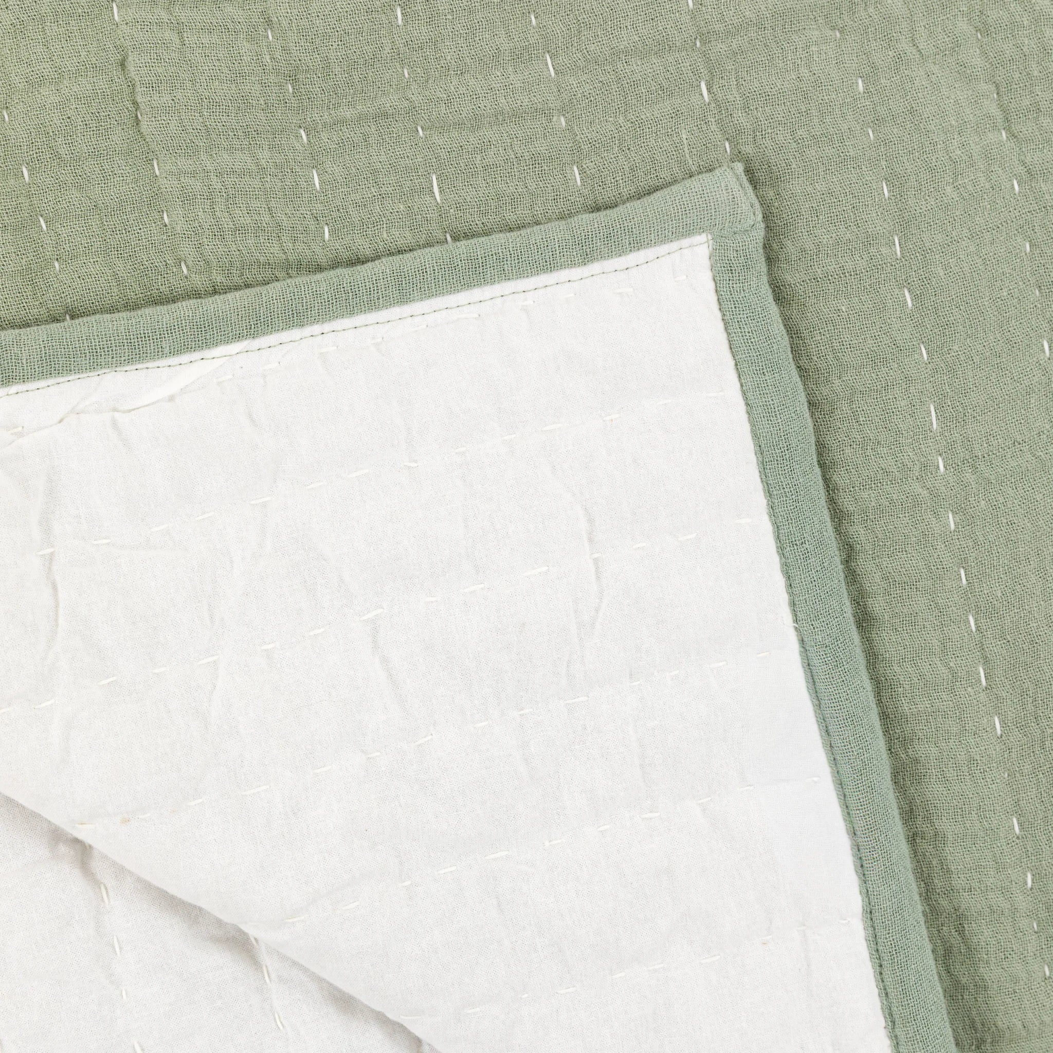 Redcliffe Gauze Sage Green Cotton Bedspread