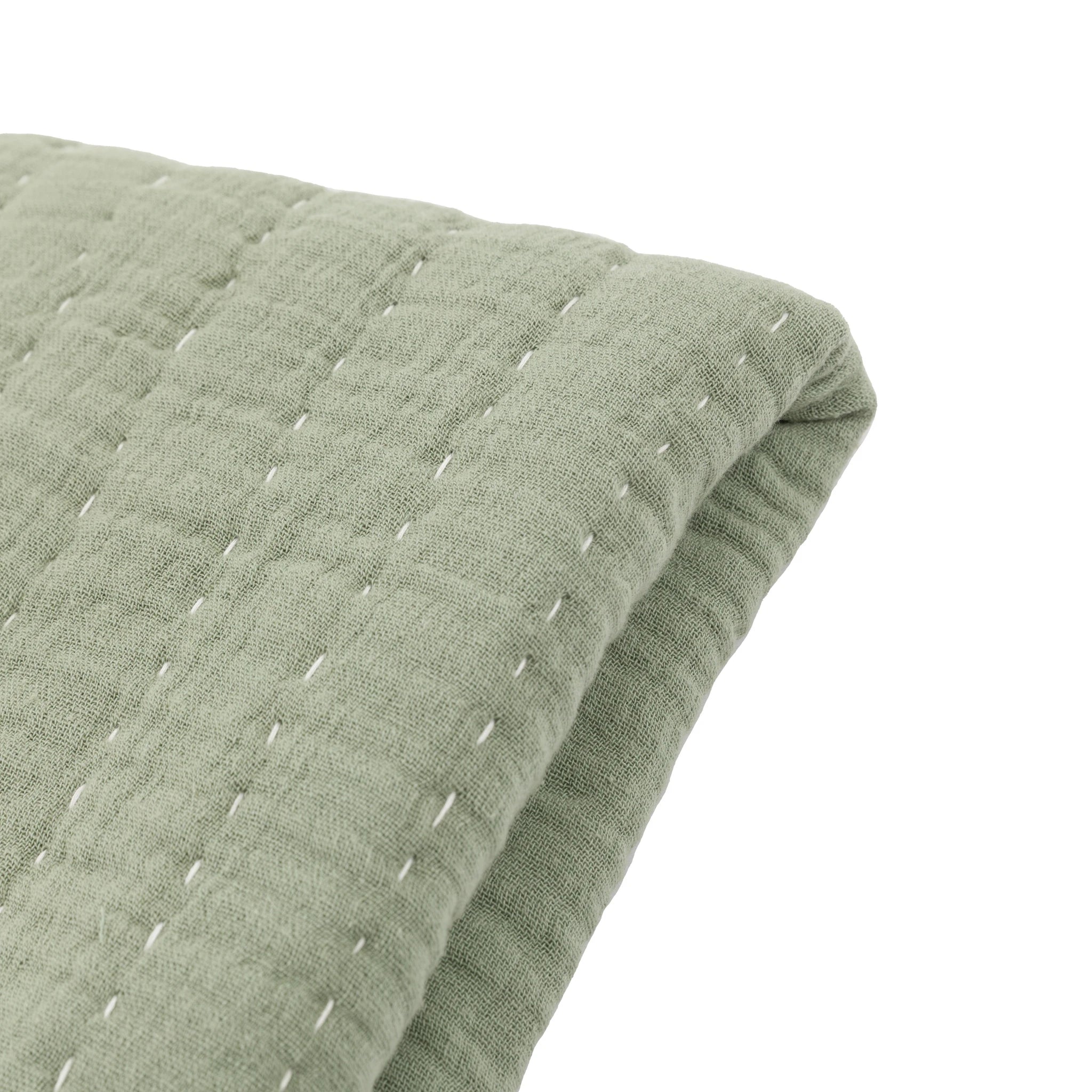 Redcliffe Gauze Sage Green Cotton Bedspread