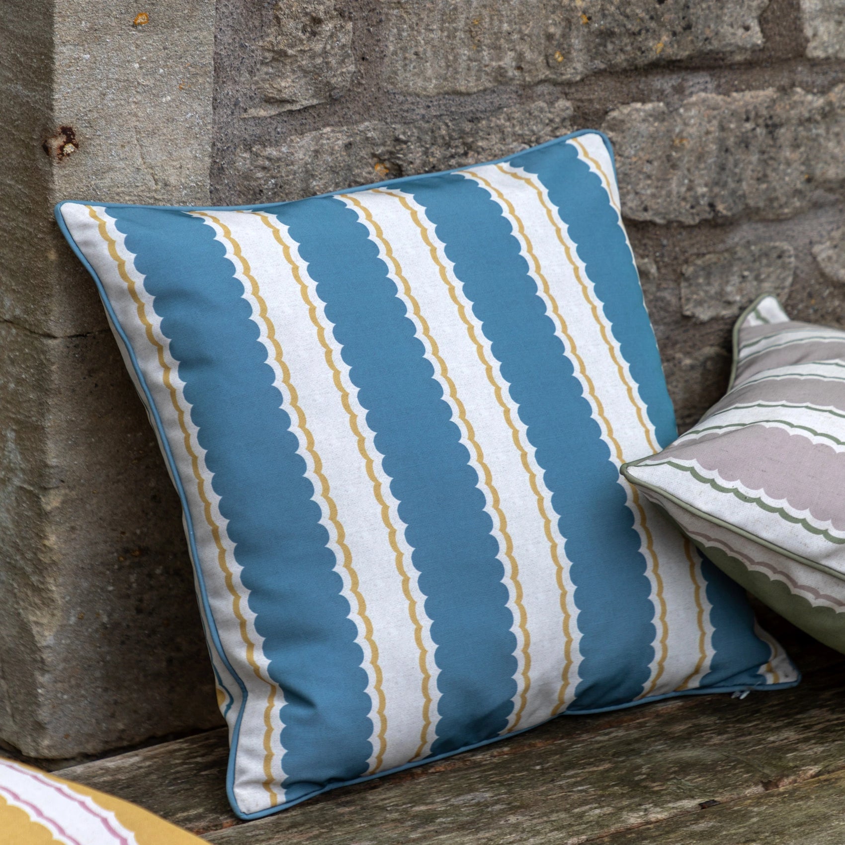 Maribel Blue & Ochre Cushion 45x45cm