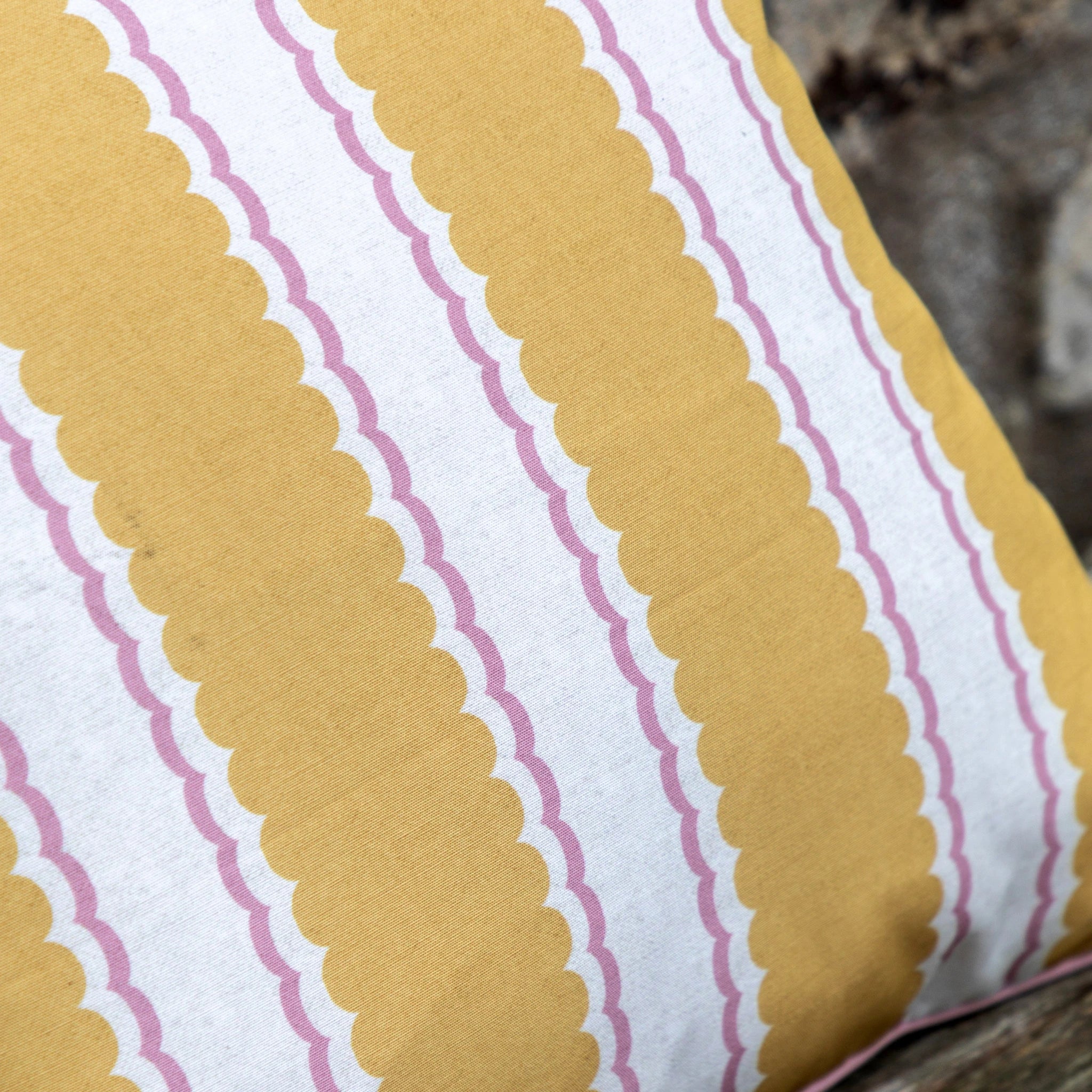 Maribel Stripe Ochre & Pink Cushion 45x45cm