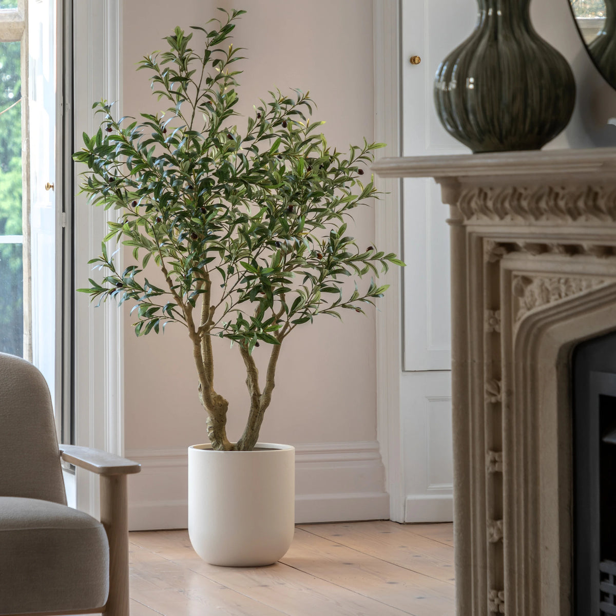 Alderpark White Pot Faux Olive Tree