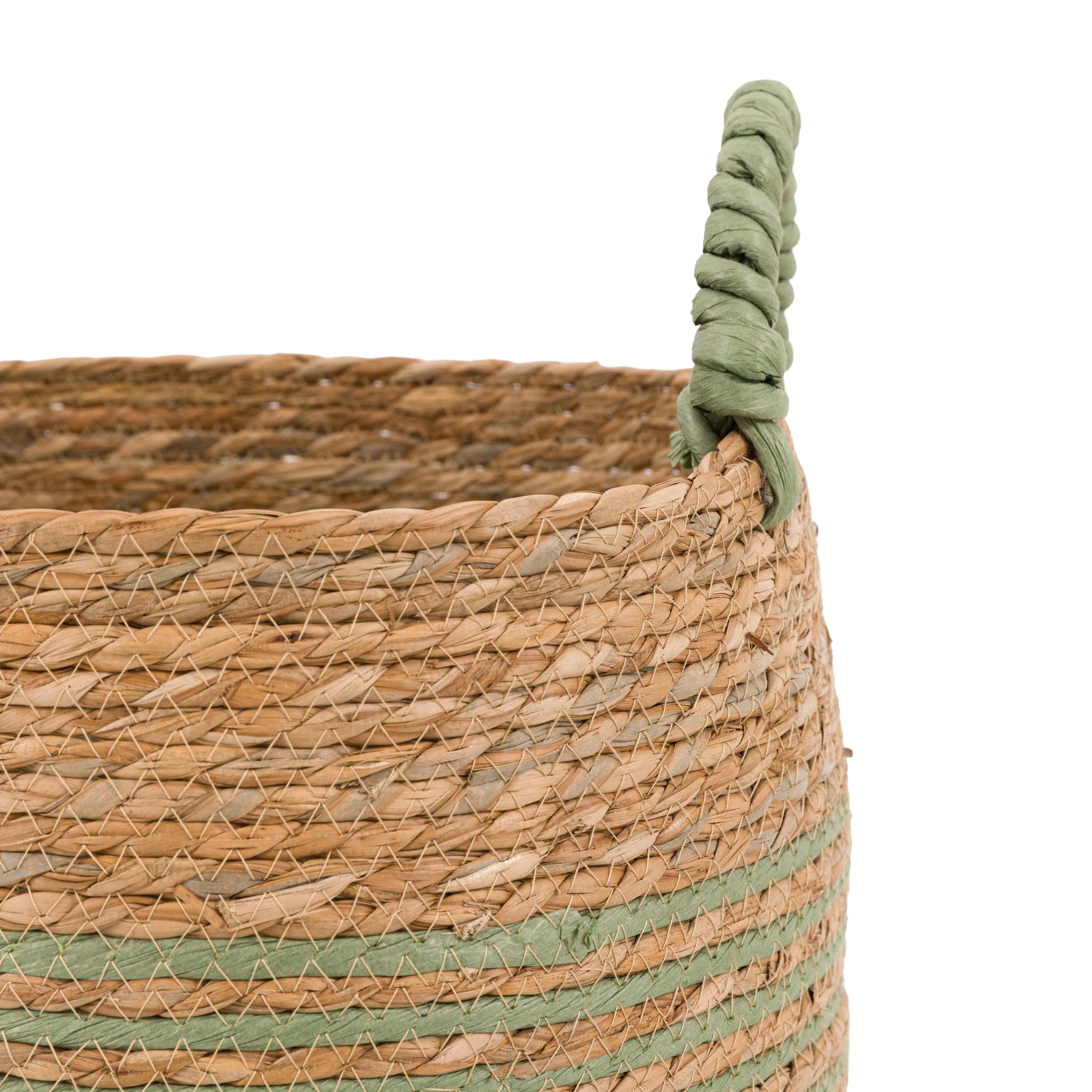 Set of 3 Alderplace Seagrass Olive Green Striped Baskets