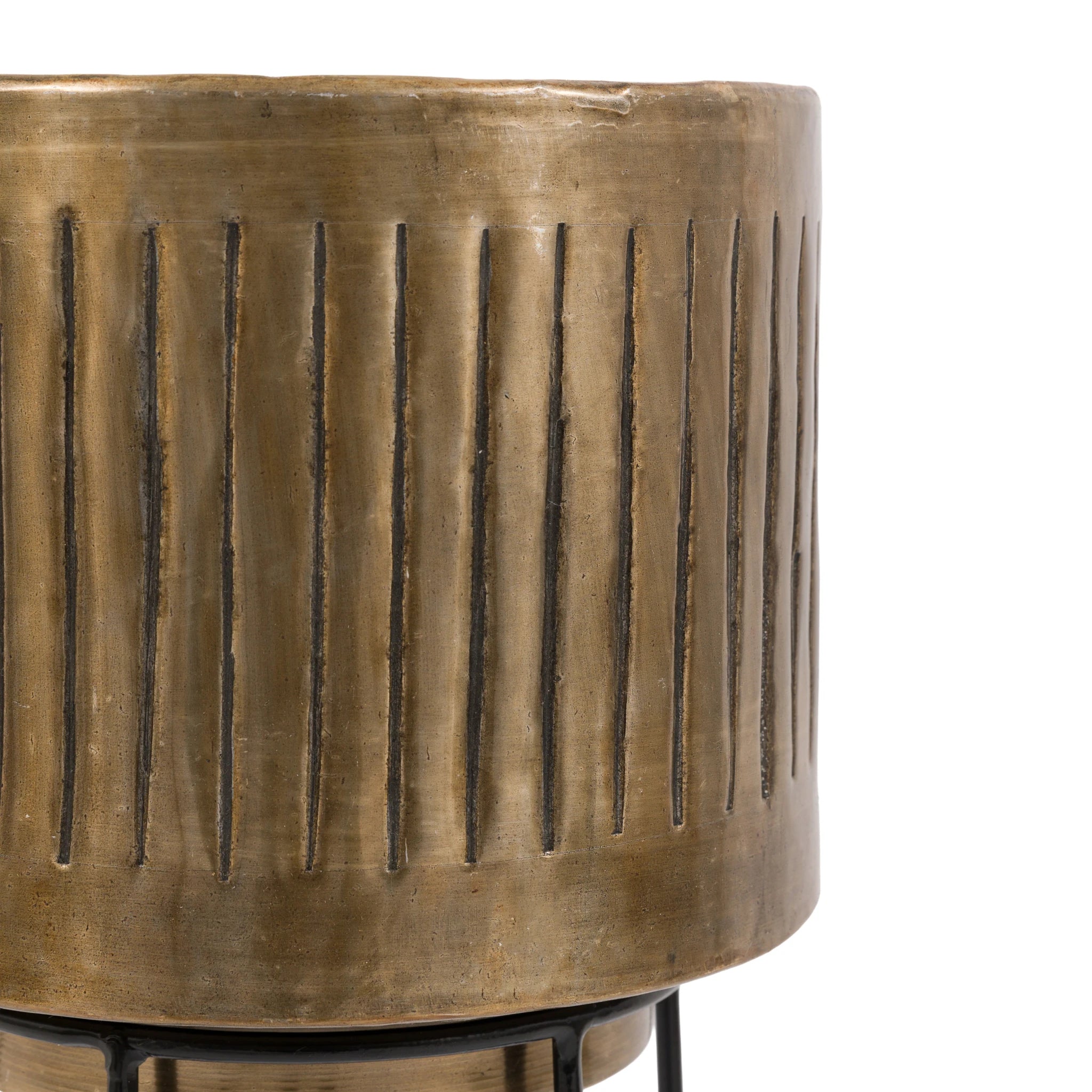 Set of 2 Amberhall Gold Metal Planters