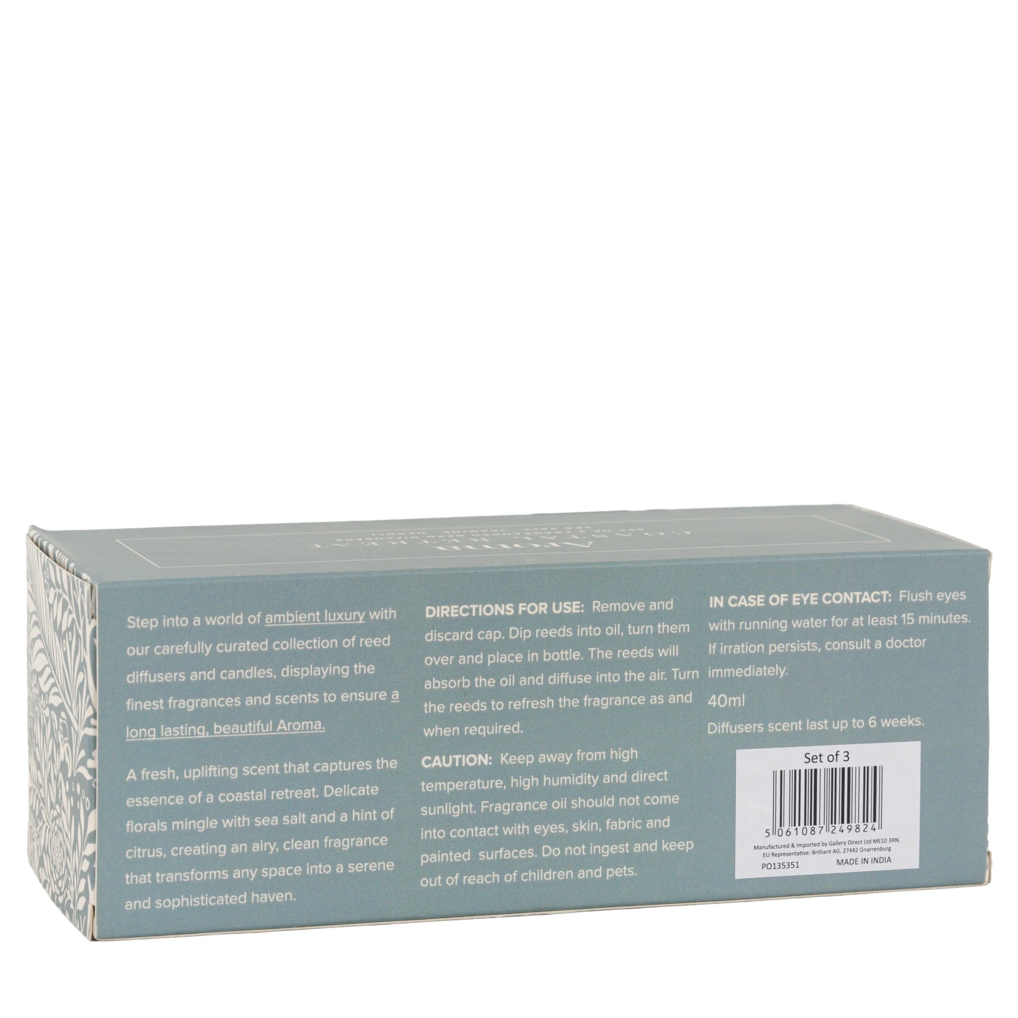 Set of 3 Aldercoast Coastal Retreat Teal Reed Diffusers