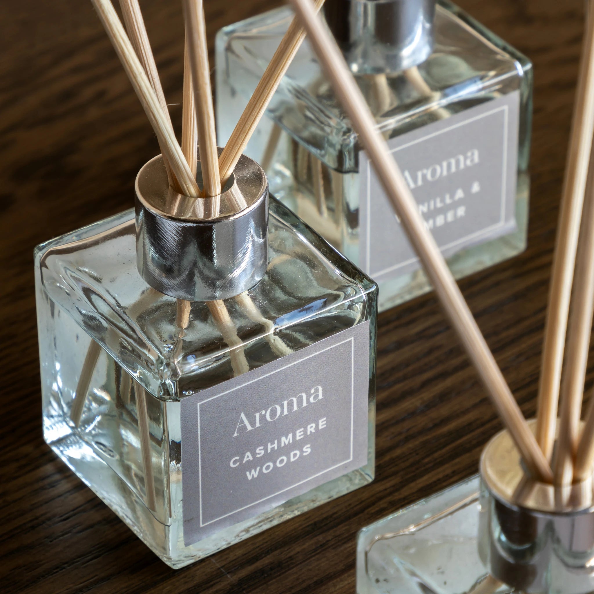 Set of 3 Raleigh Cashmere Woods Natural Reed Diffusers