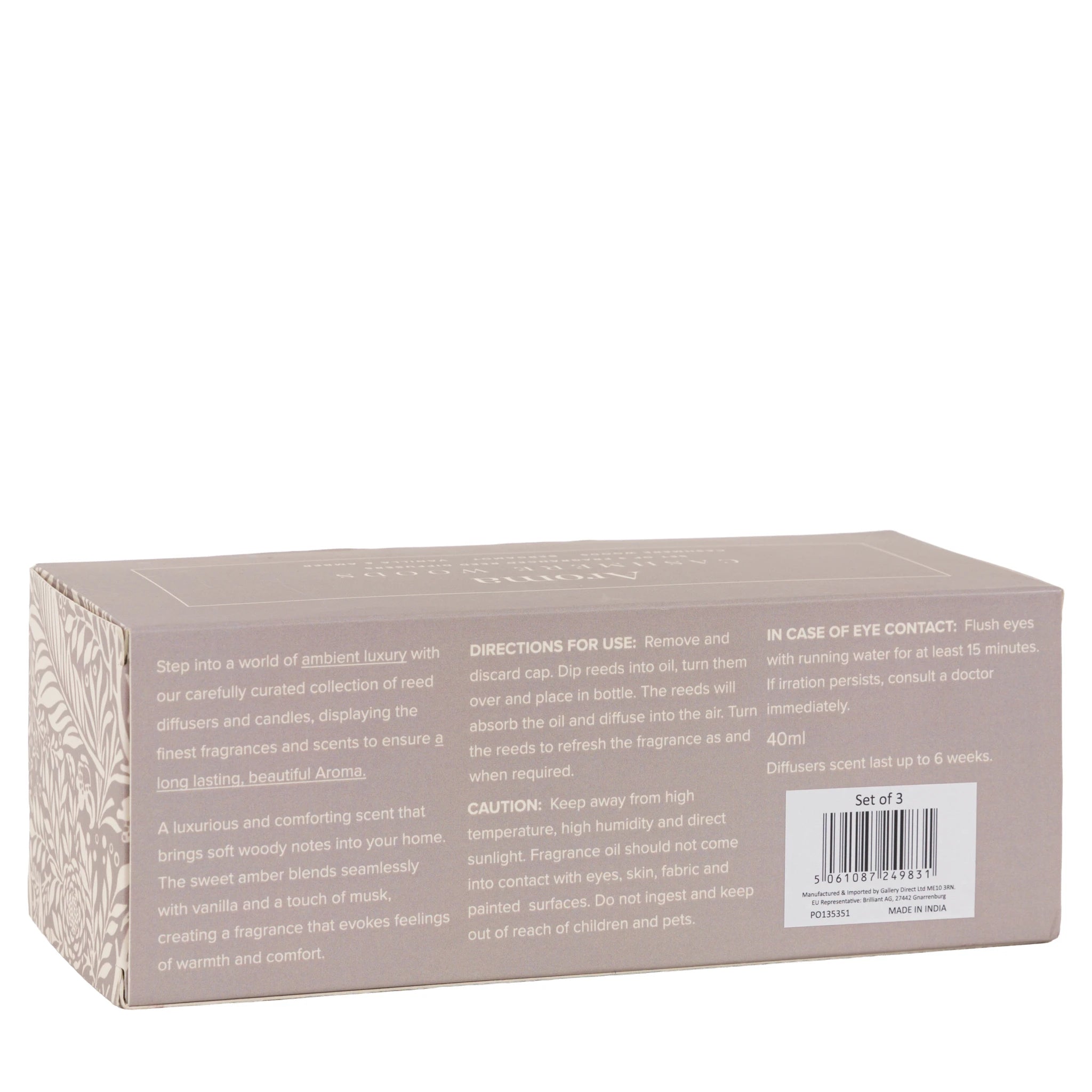 Set of 3 Raleigh Cashmere Woods Natural Reed Diffusers