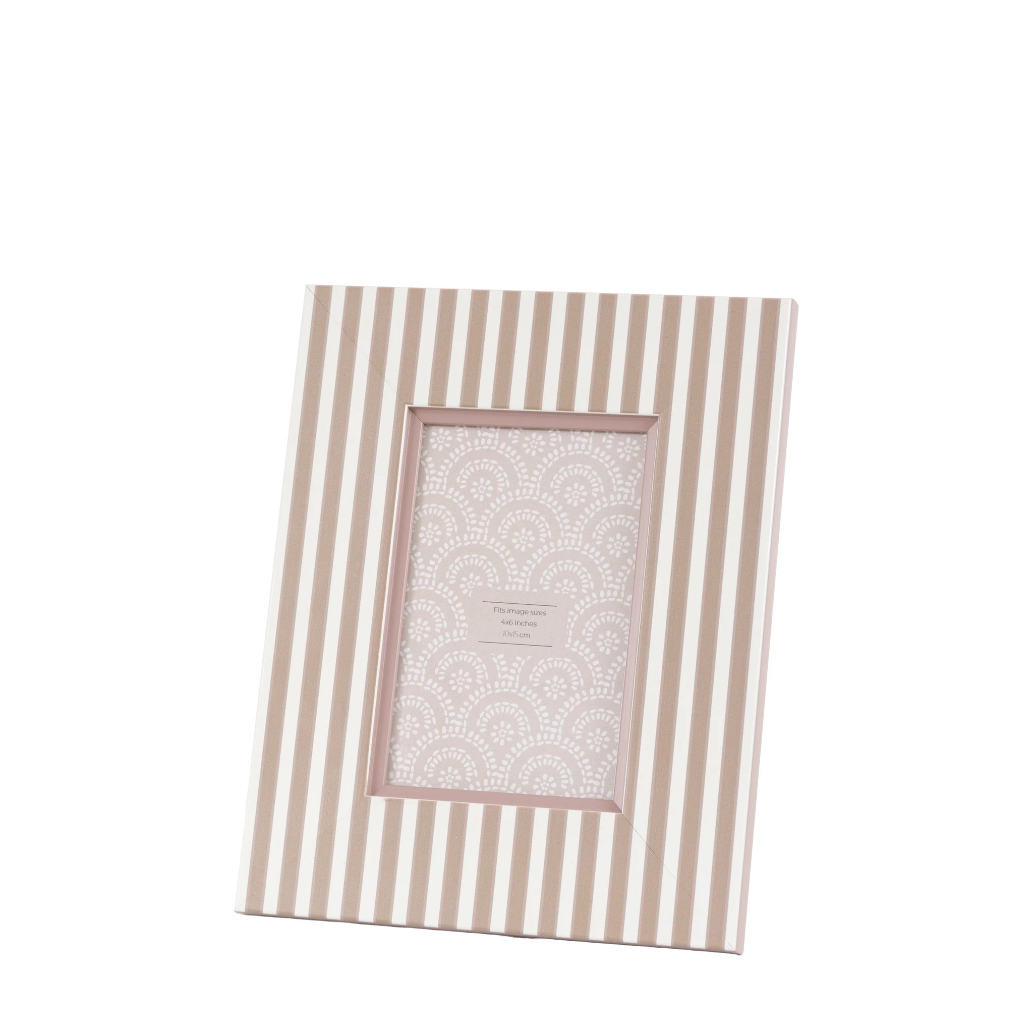 Set of 2 Briarwood Olive Green & Fawn Stripe Wood Photo Frames 15x10cm