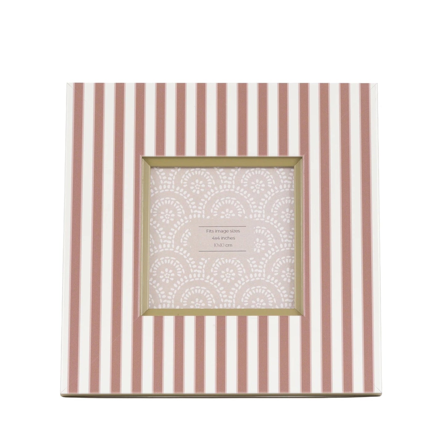 Set of 2 Briarwood Olive Green & Fawn Striped Wood Photo Frames 10x10cm
