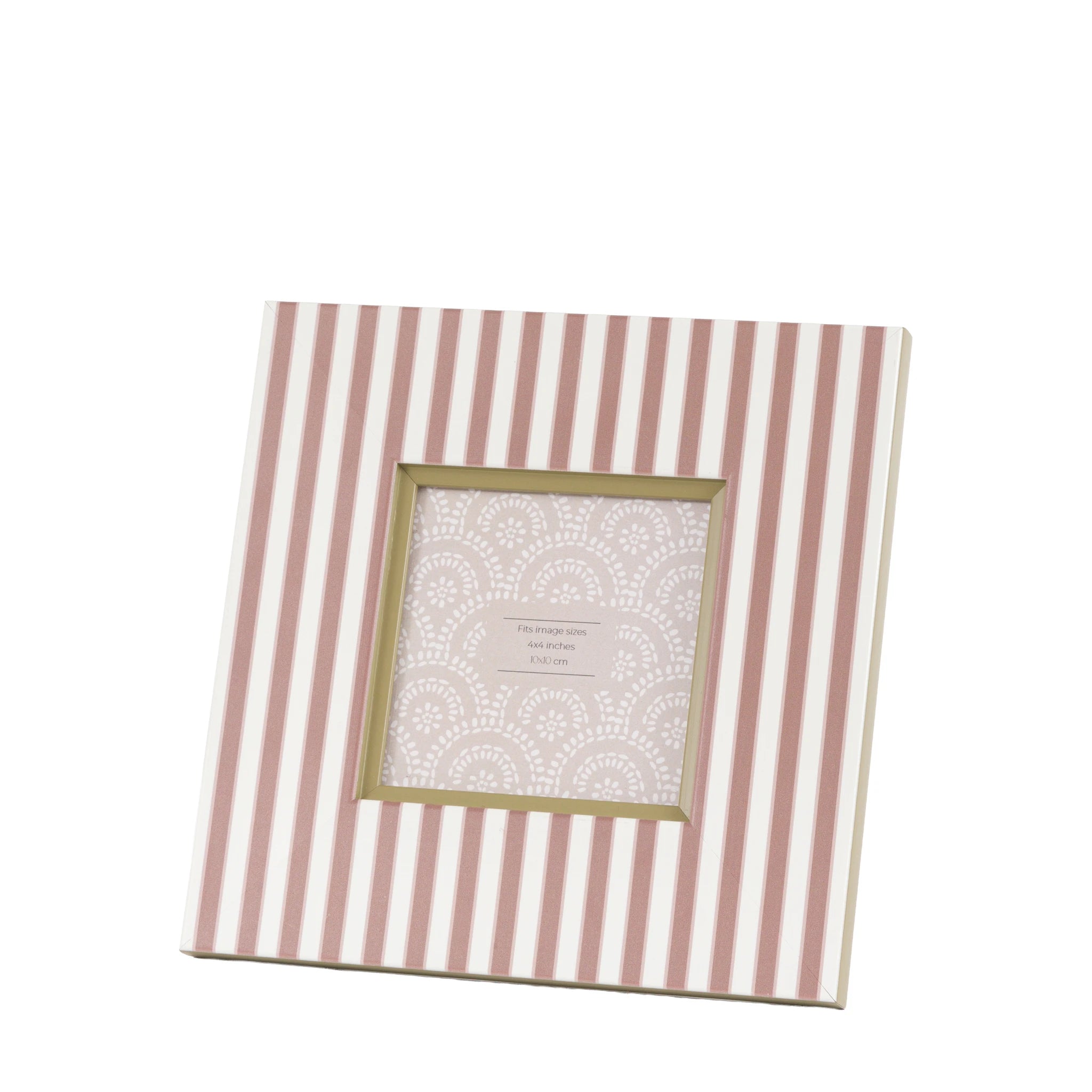 Set of 2 Briarwood Olive Green & Fawn Stripe Wood Photo Frames 10x10cm