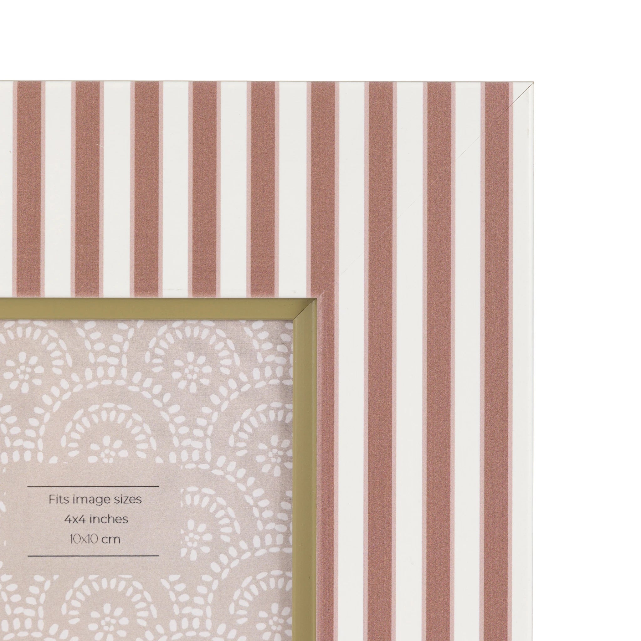 Set of 2 Briarwood Olive Green & Fawn Striped Wood Photo Frames 10x10cm