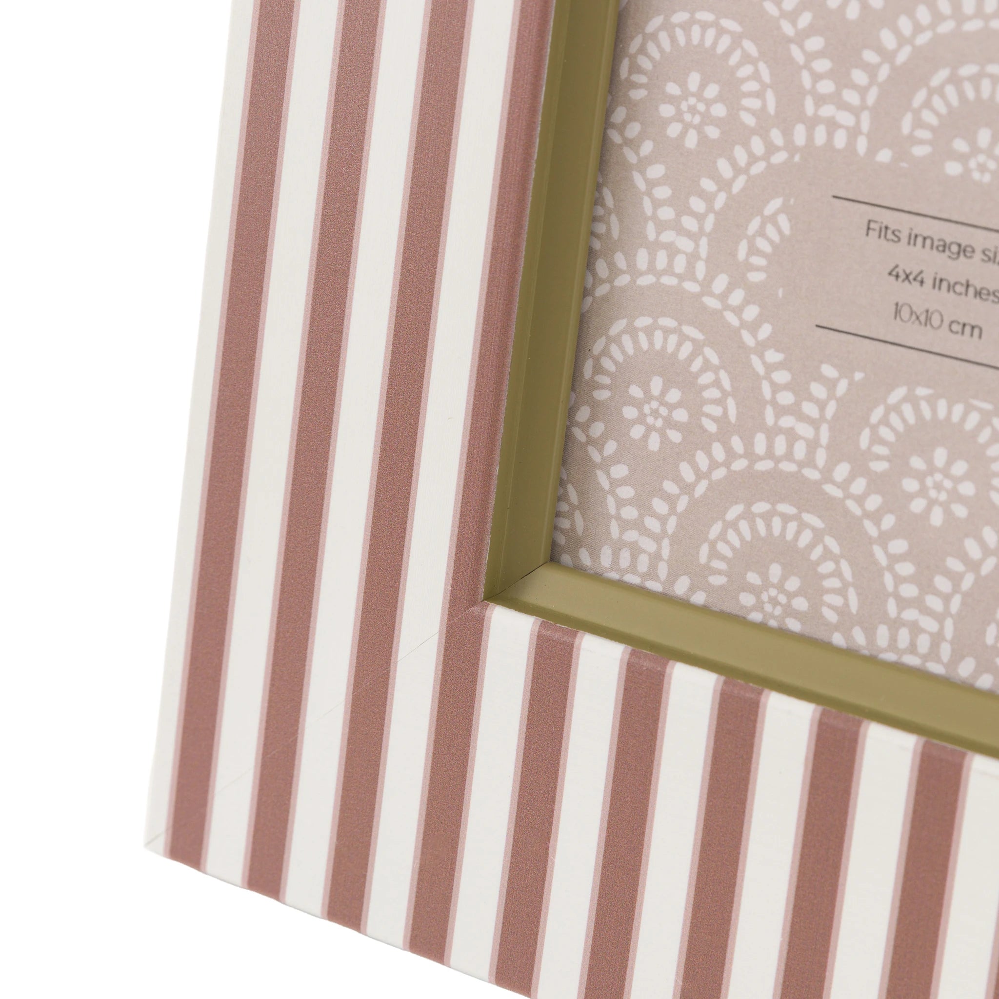 Set of 2 Briarwood Olive Green & Fawn Striped Wood Photo Frames 10x10cm
