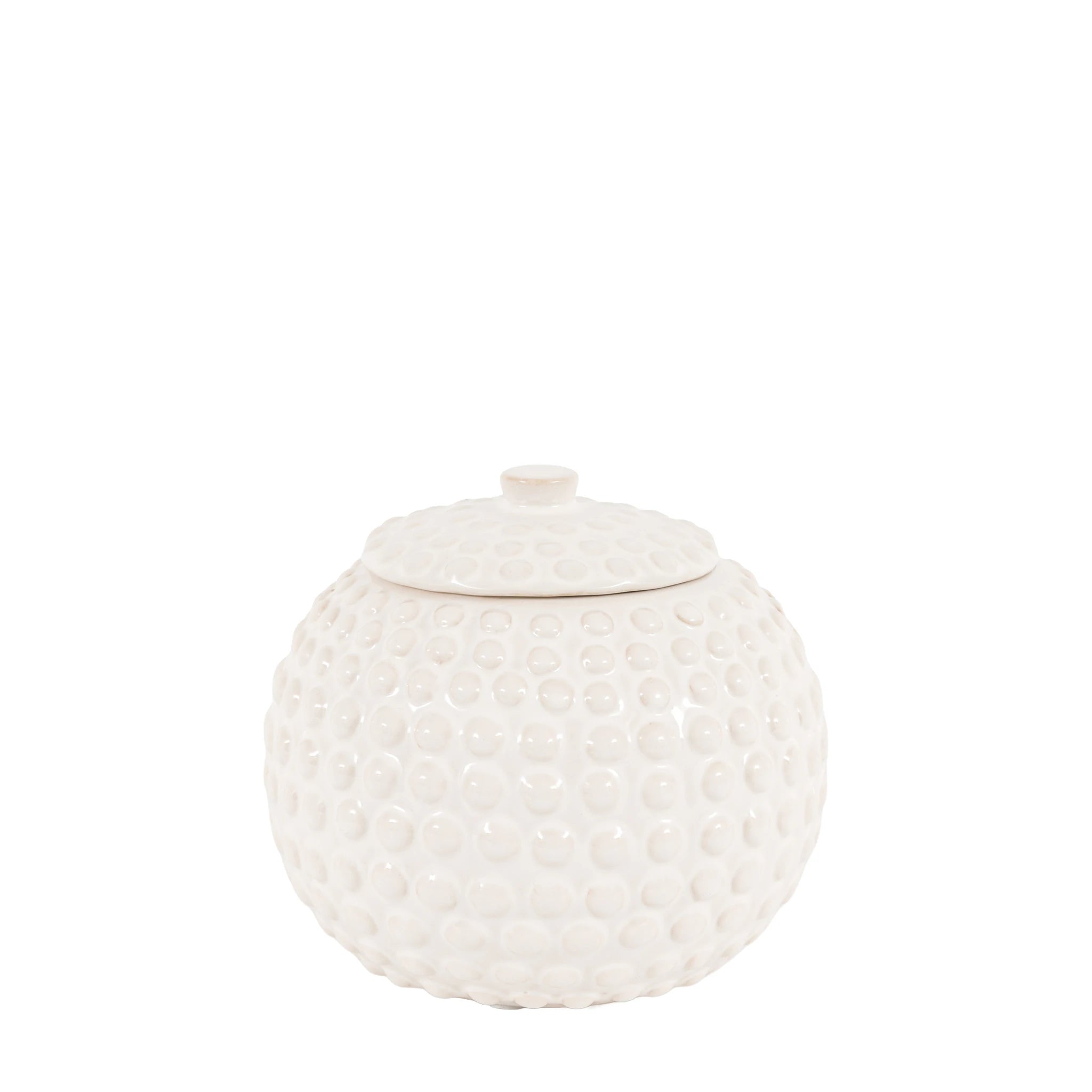 Everdon Beaded White Stoneware Trinket Jar Large