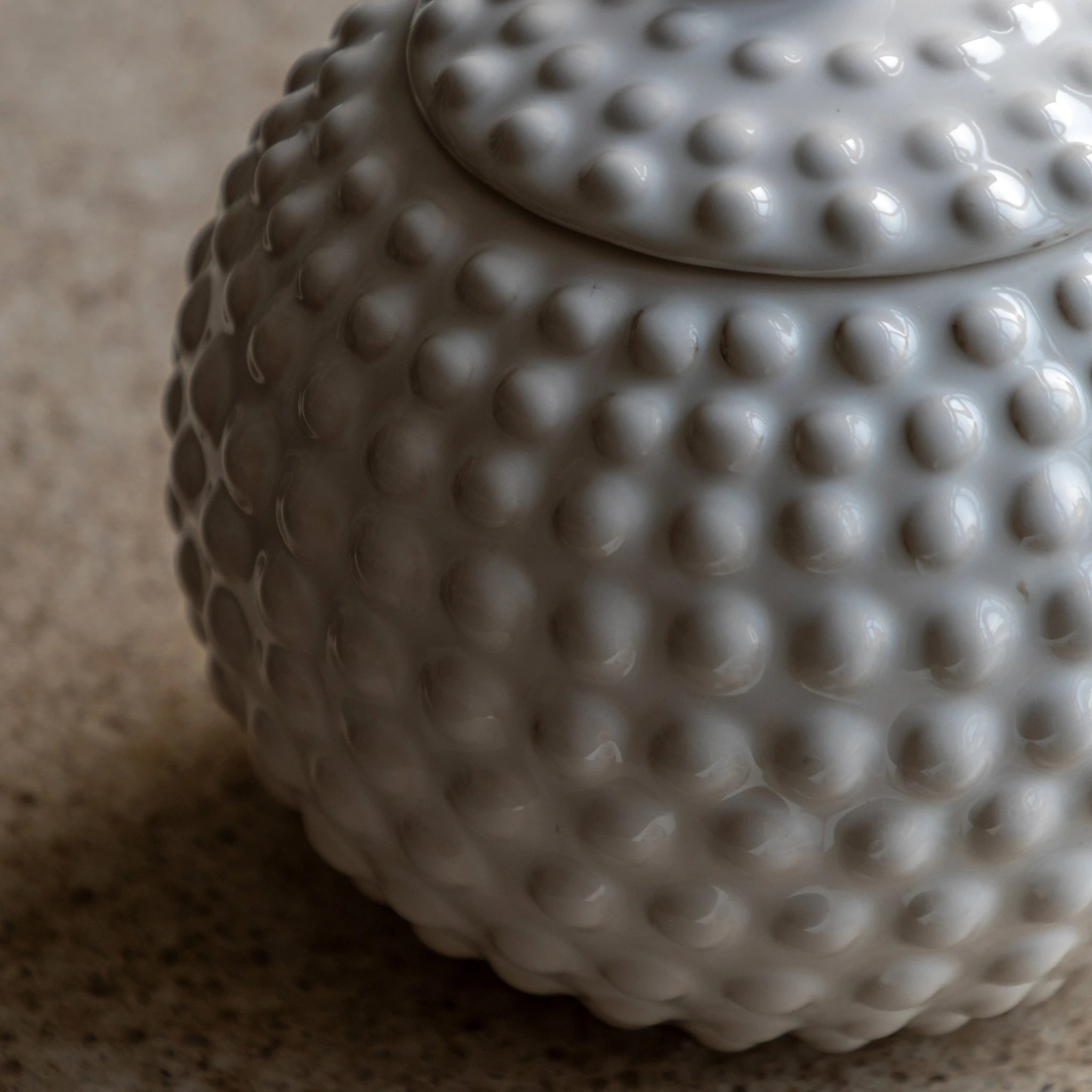 Everdon Beaded White Stoneware Trinket Jar Large