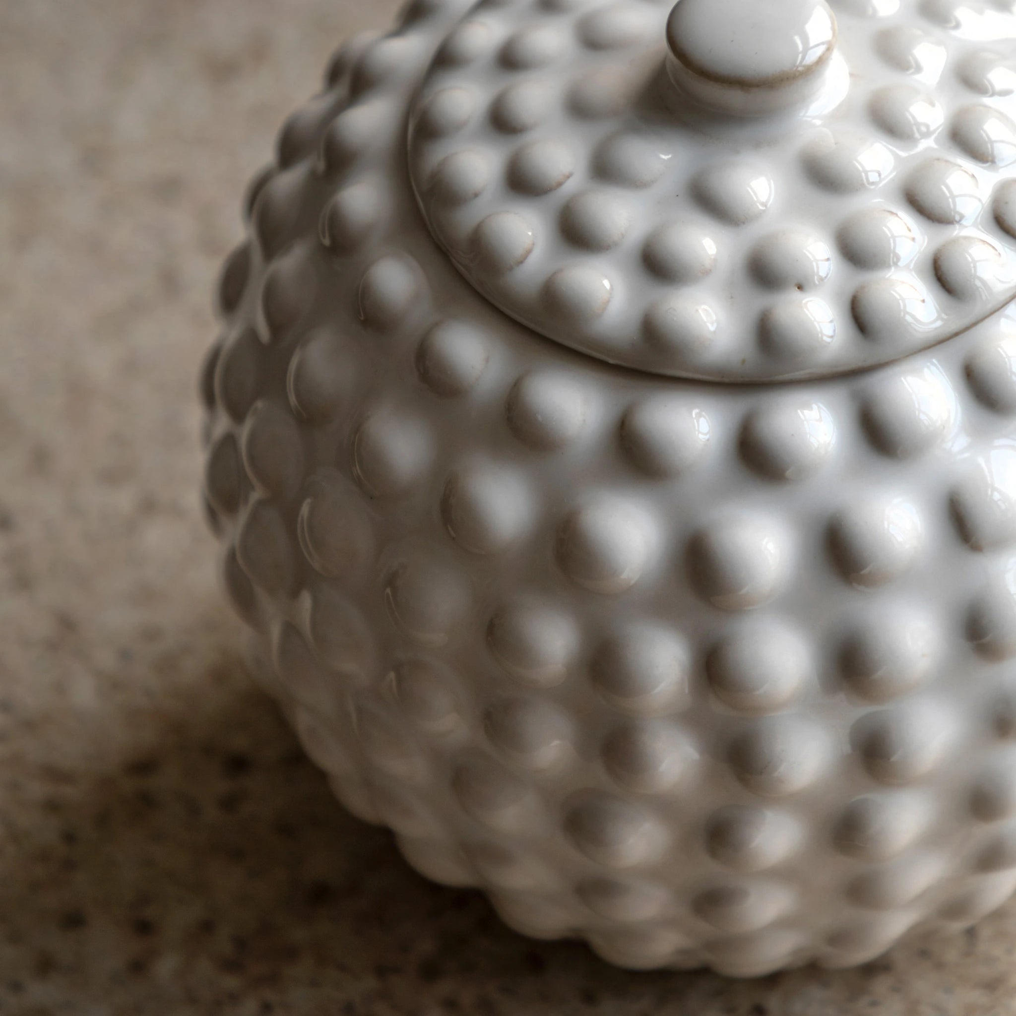 Everdon Beaded White Stoneware Trinket Jar Small