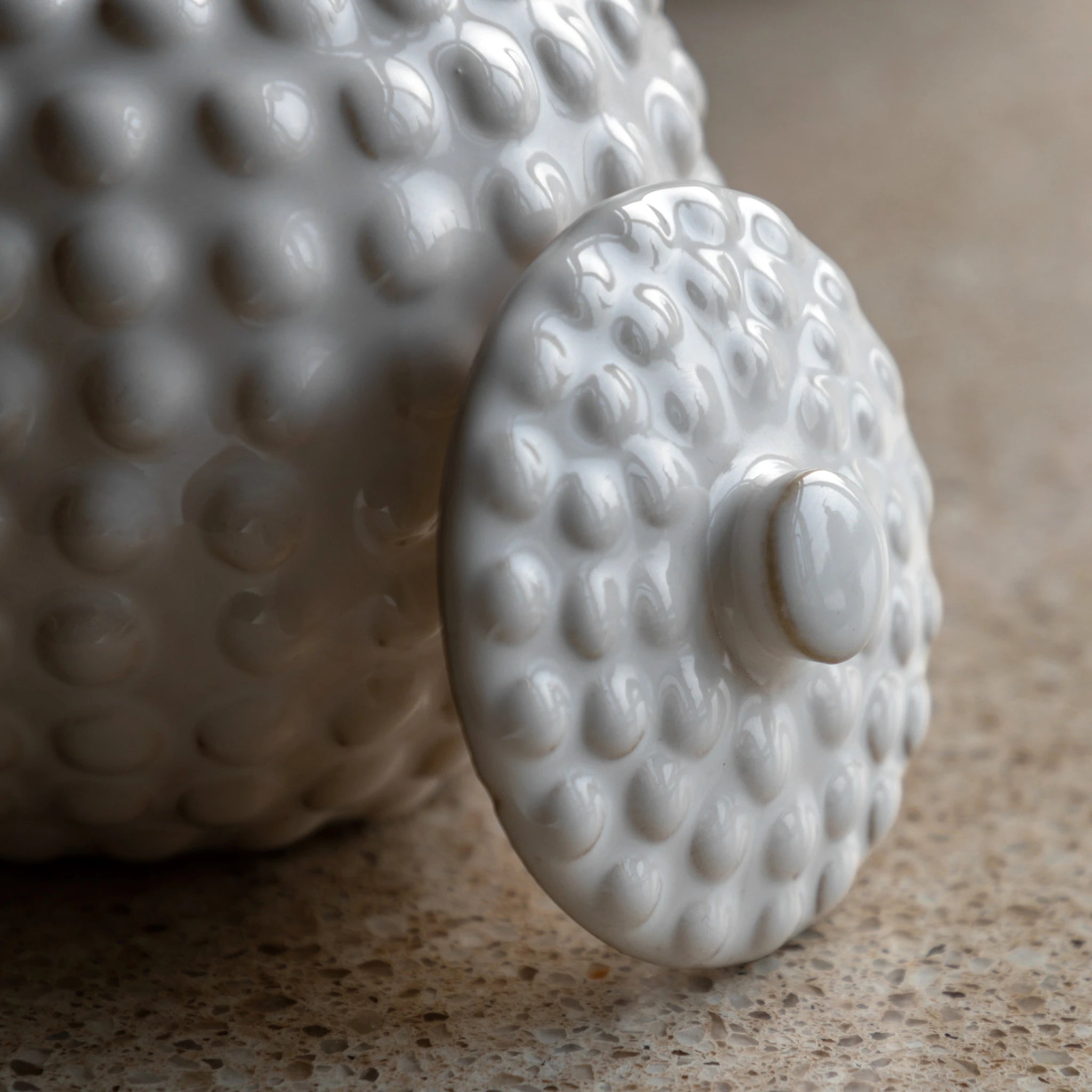 Everdon Beaded White Stoneware Trinket Jar Small