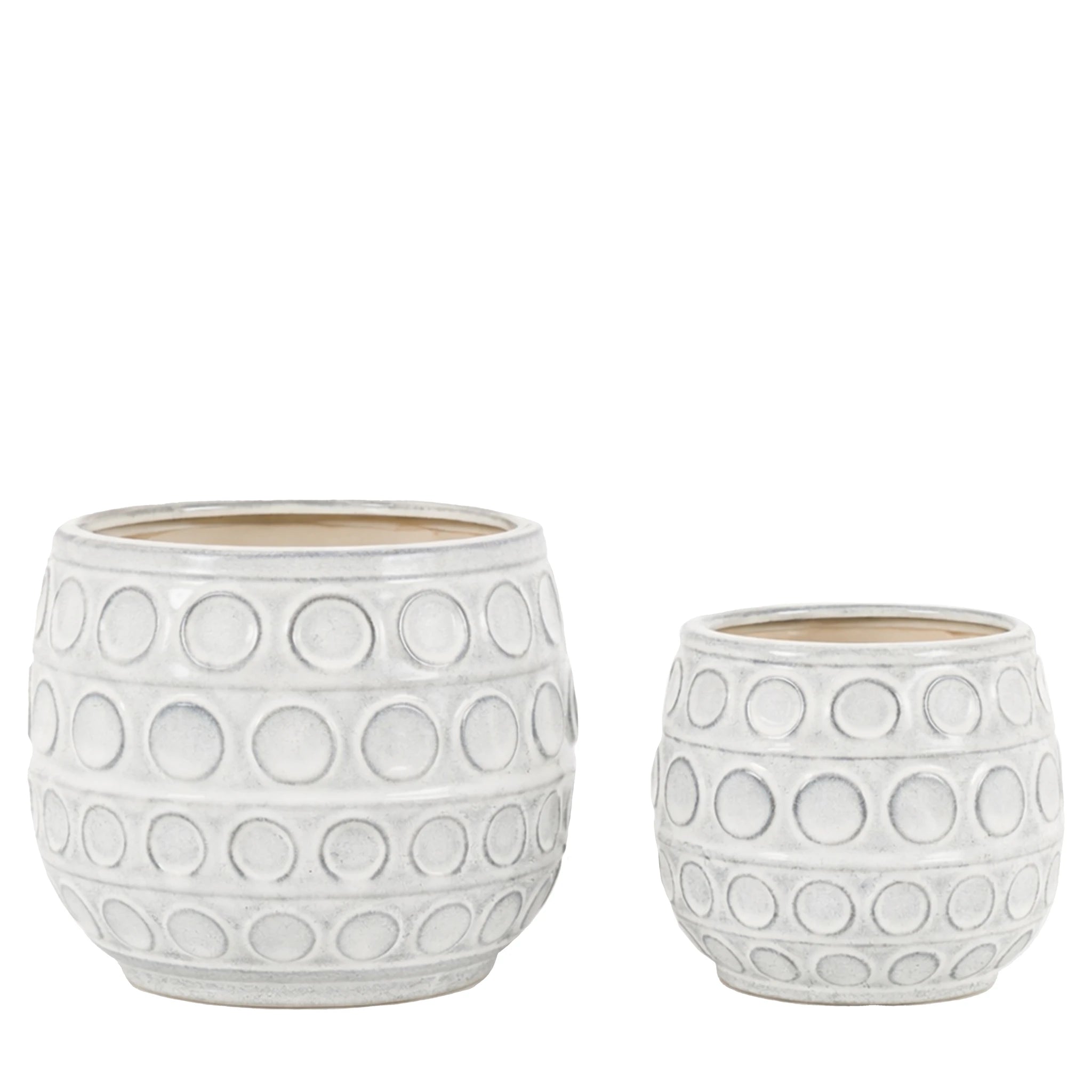 Set of 2 Ushi Dotted White Stoneware Planters