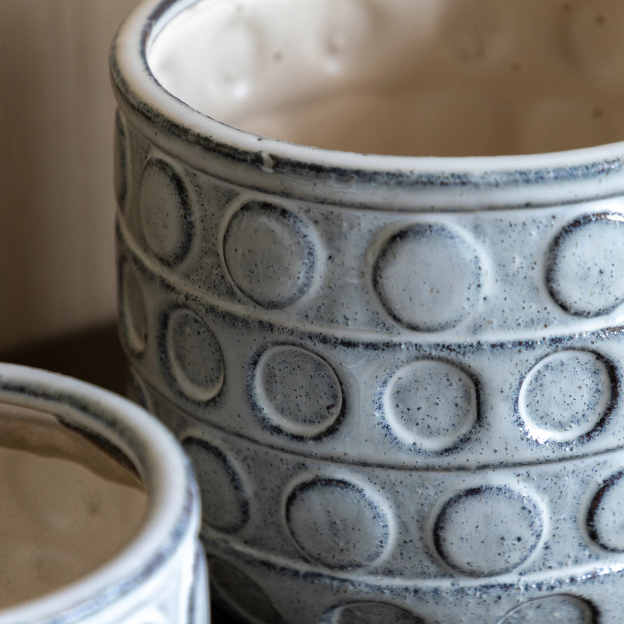Set of 2 Ushi Dotted White Stoneware Planters