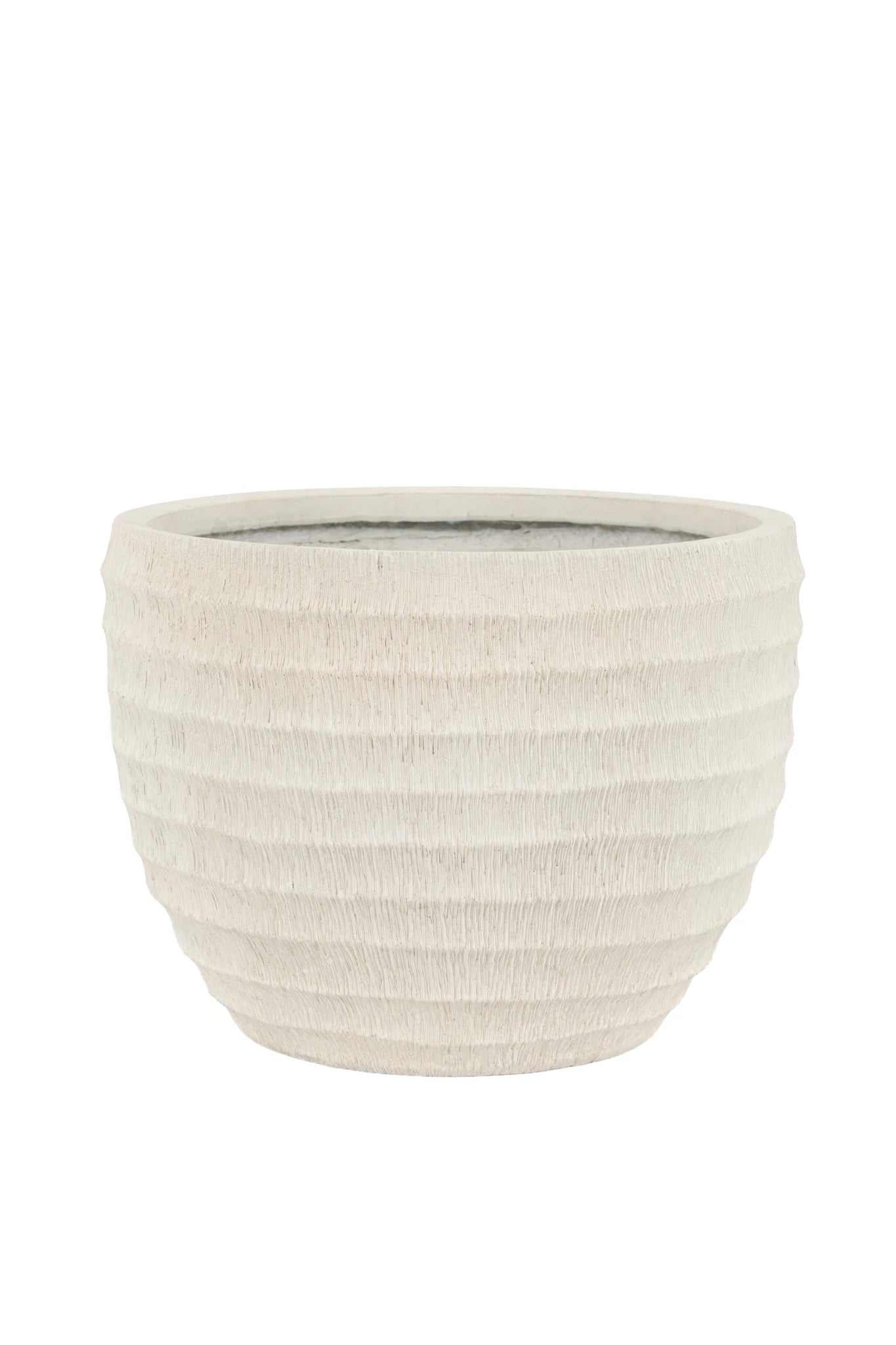 Amberpoint Ridged White Metal Outdoor Planter