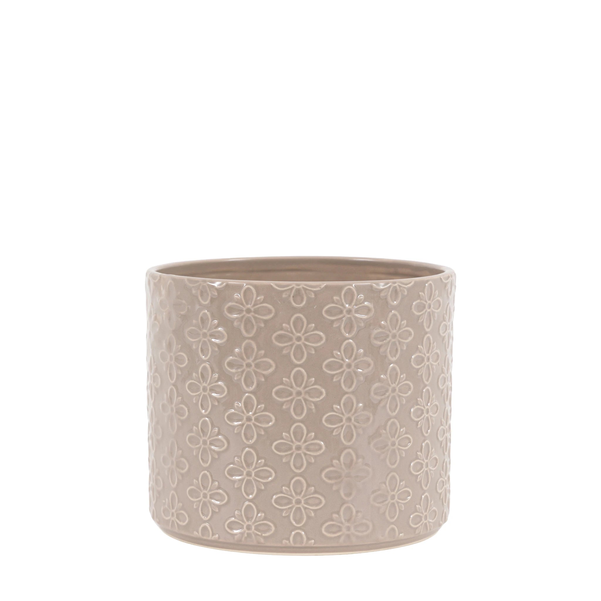 Verdene Embossed Grey Ceramic Planter