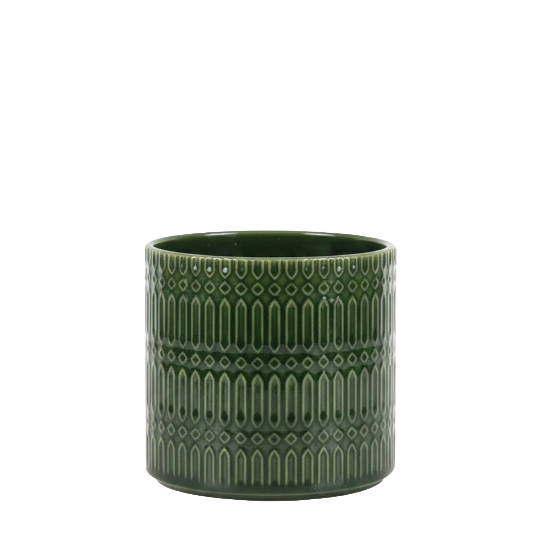 Verdene Embossed Olive Green Ceramic Planter