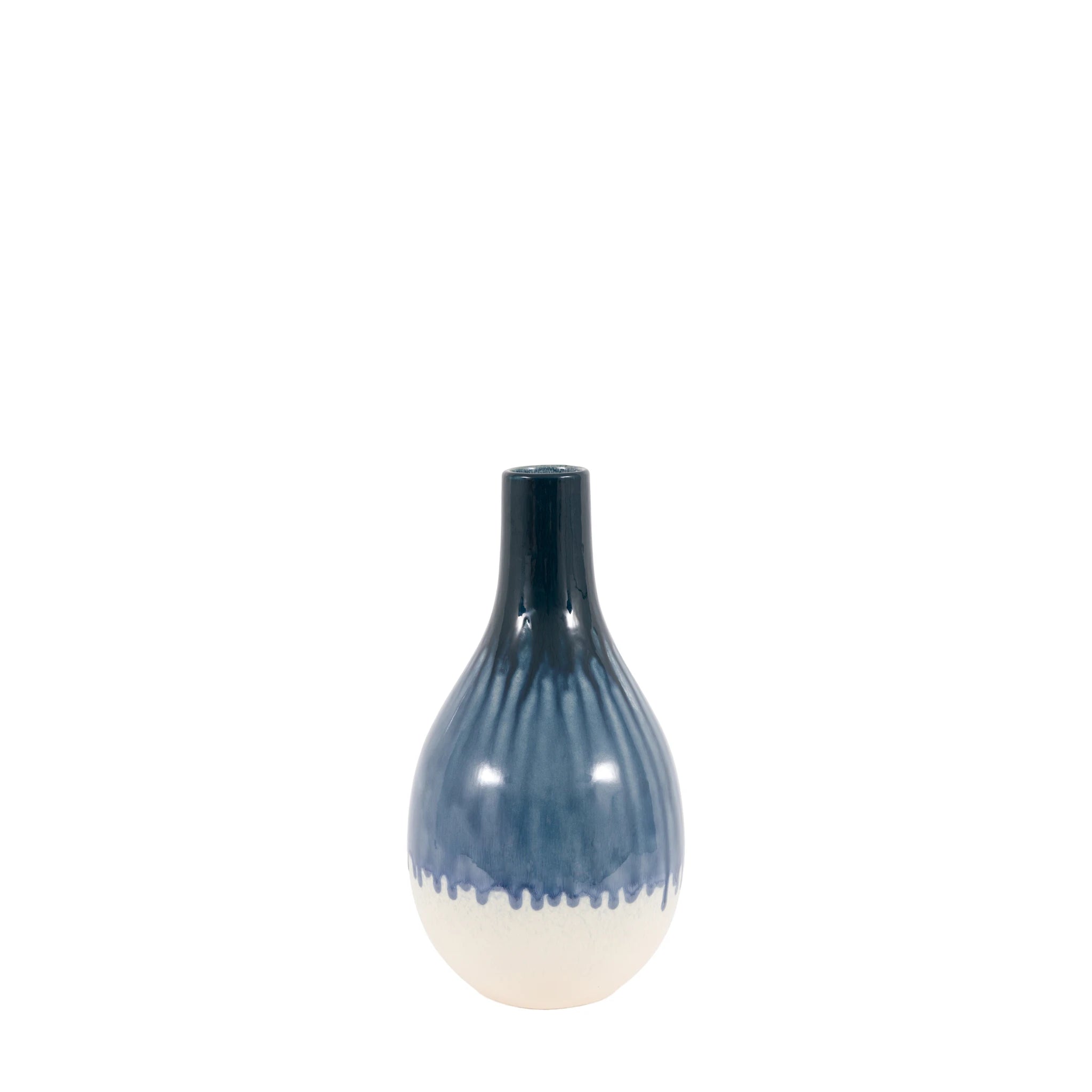 Azuria Blue Organic Fade Ceramic Vase