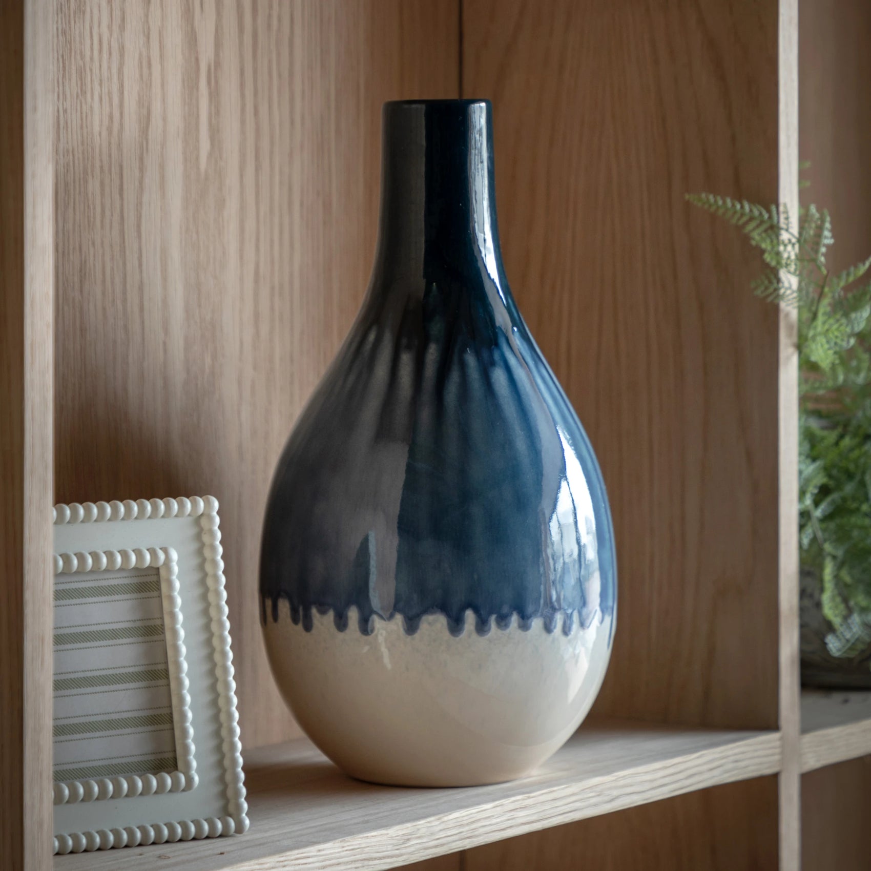 Azuria Blue Organic Fade Ceramic Vase
