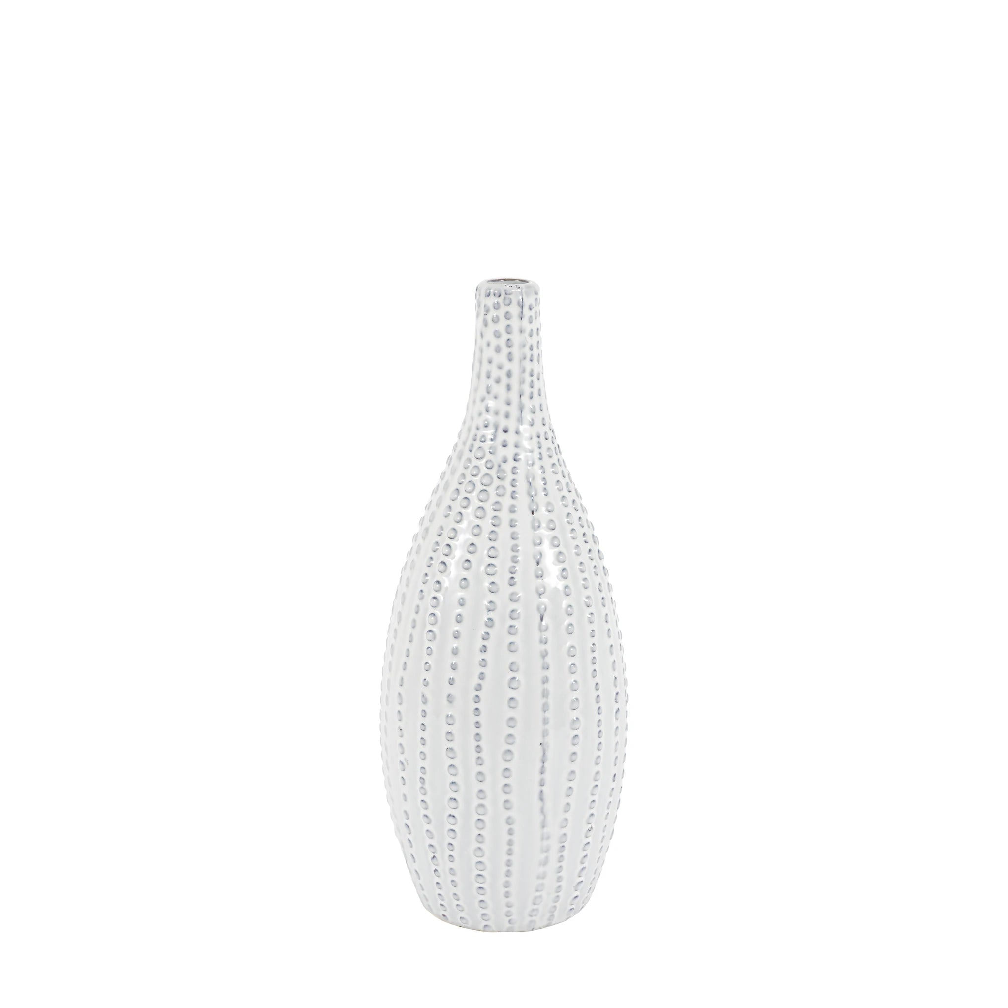 Zorina Beaded White Stoneware Vase Large