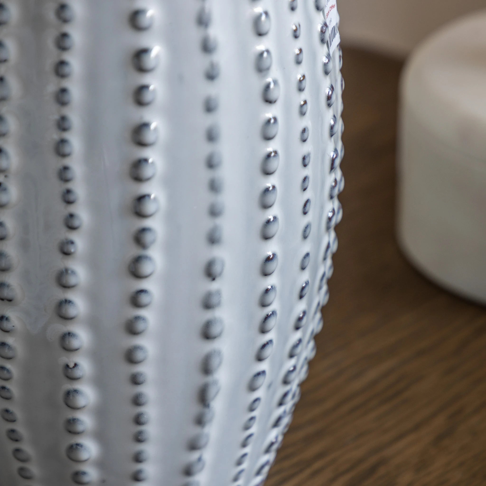 Zorina Beaded White Stoneware Vase Large