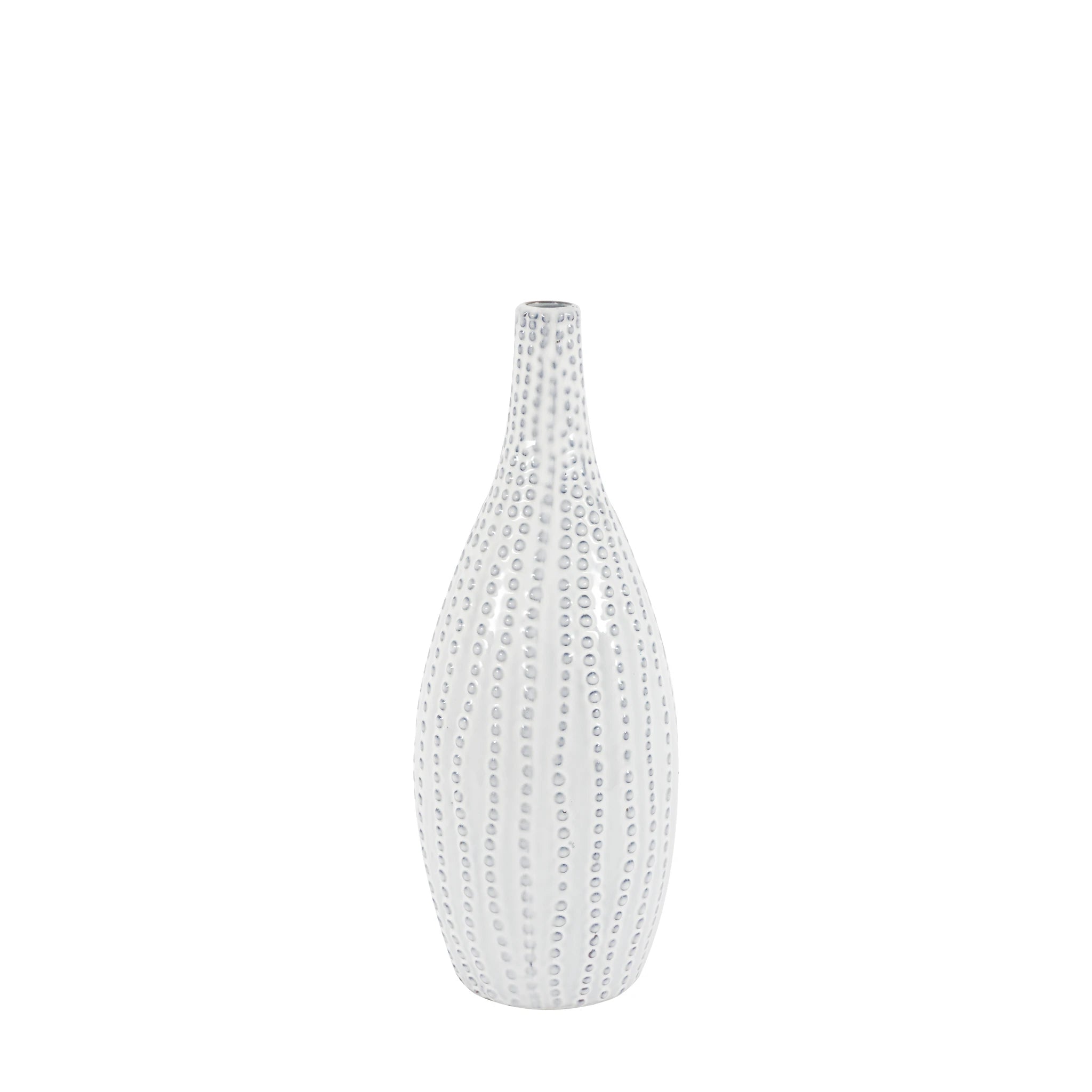 Zorina Beaded White Stoneware Vase Large