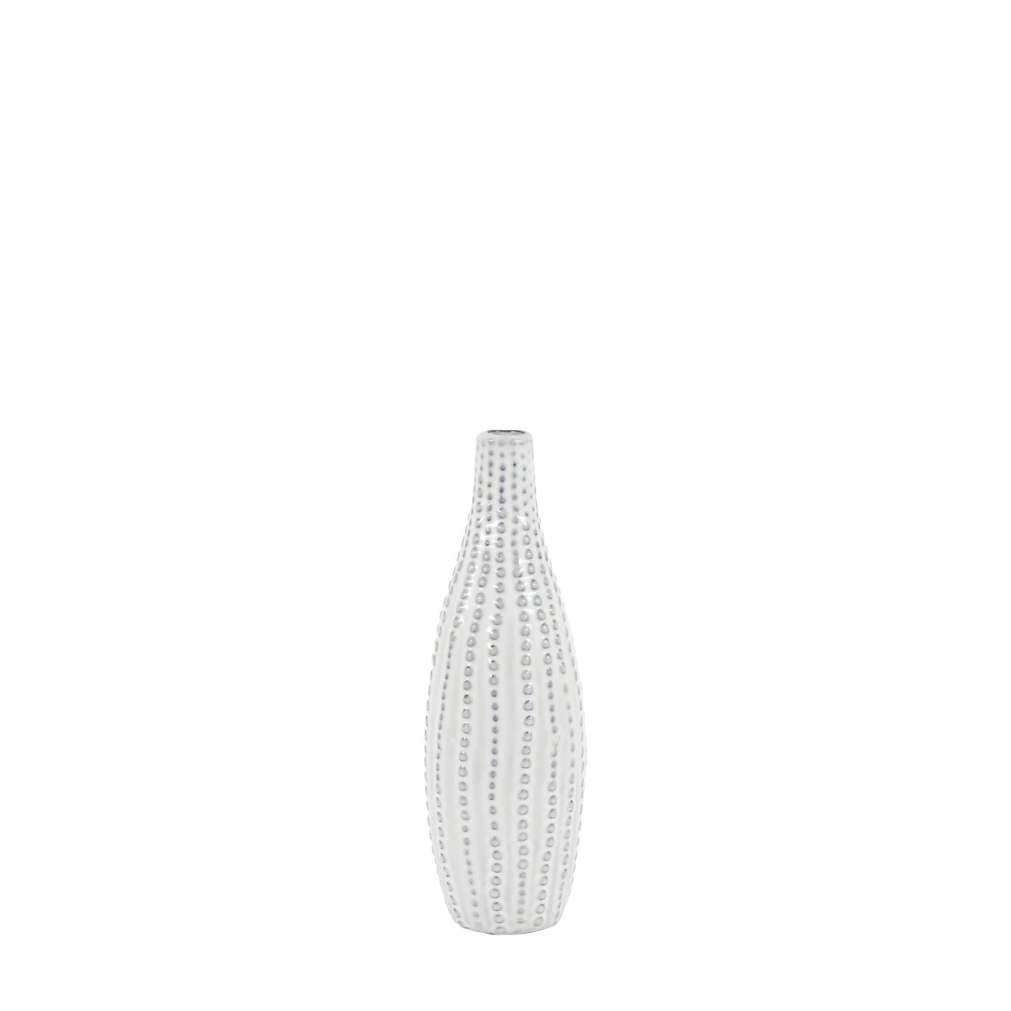 Zorina Beaded White Stoneware Vase Small