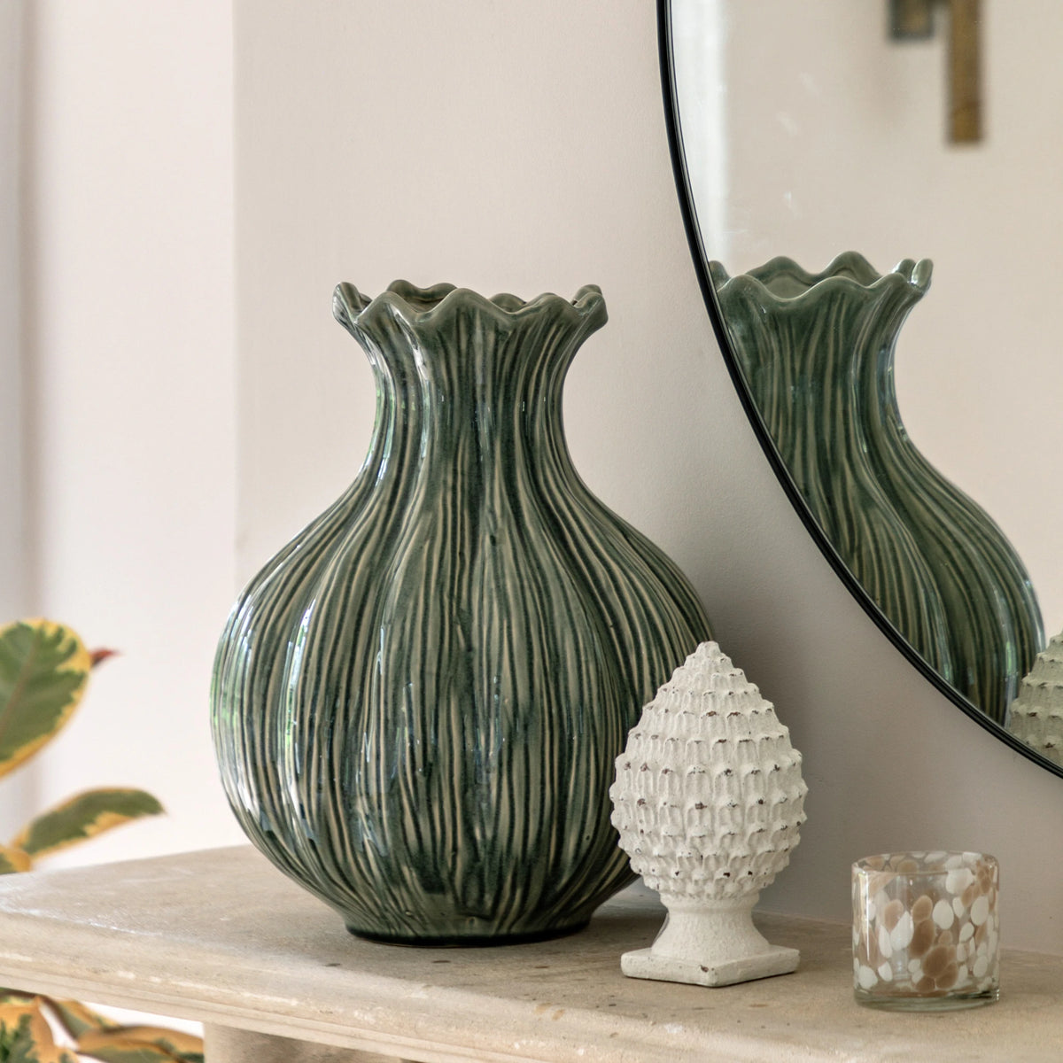Alderterrace Fennel Green Glazed Stoneware Vase