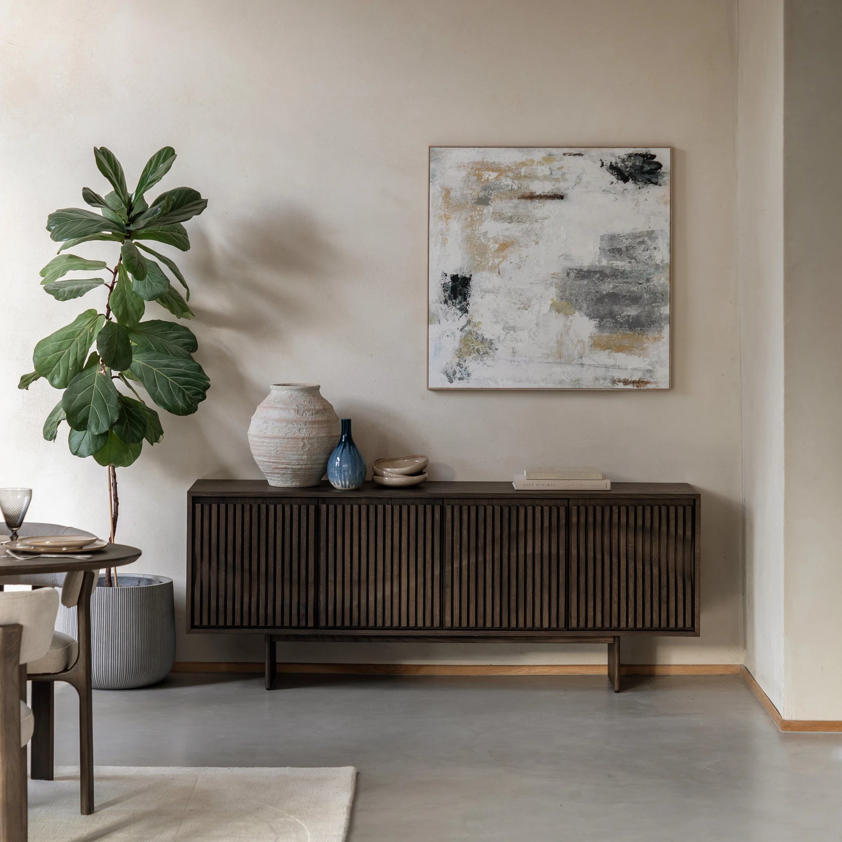 Sullivan Walnut Brown Oak Wood Sideboard