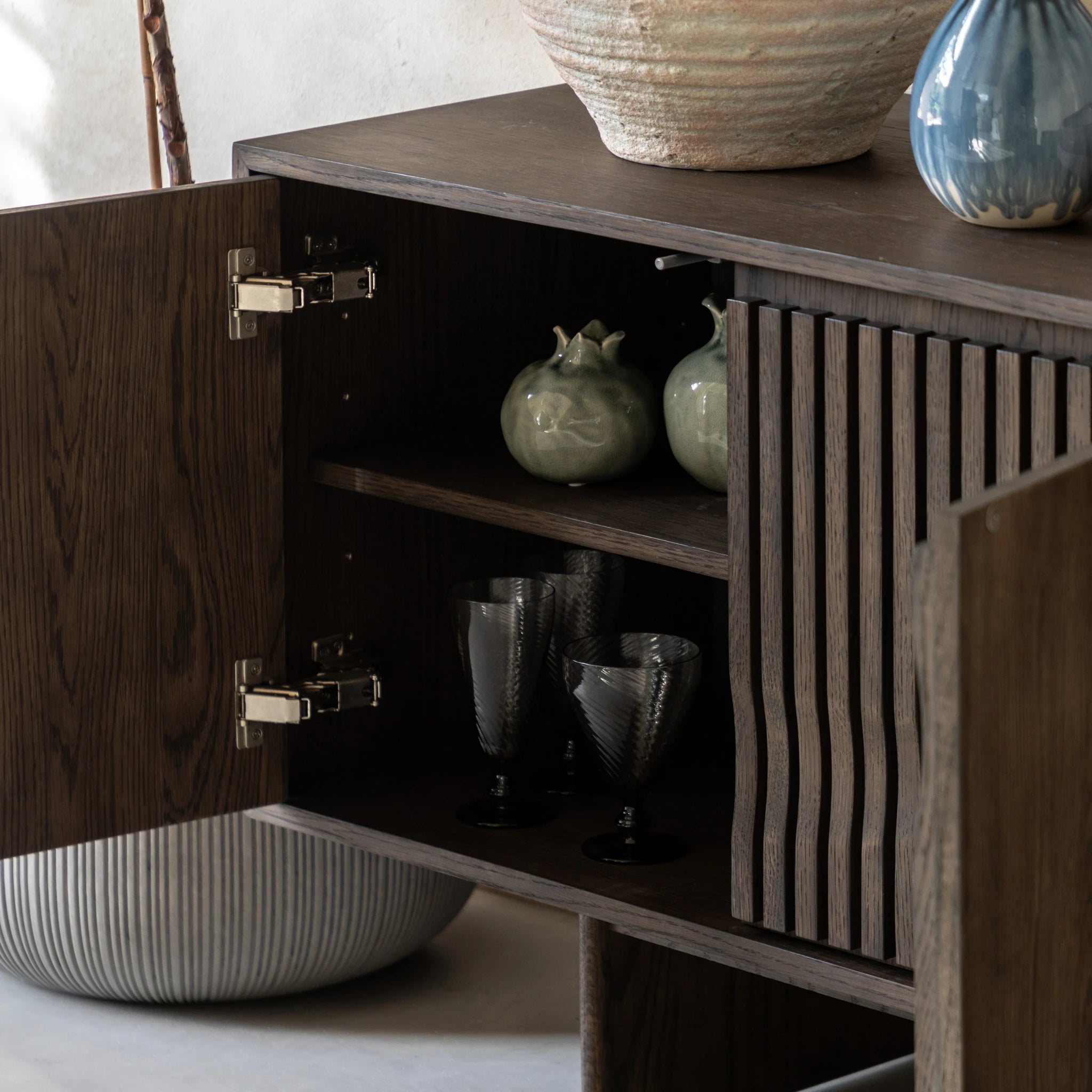 Sullivan Walnut Brown Oak Wood Sideboard