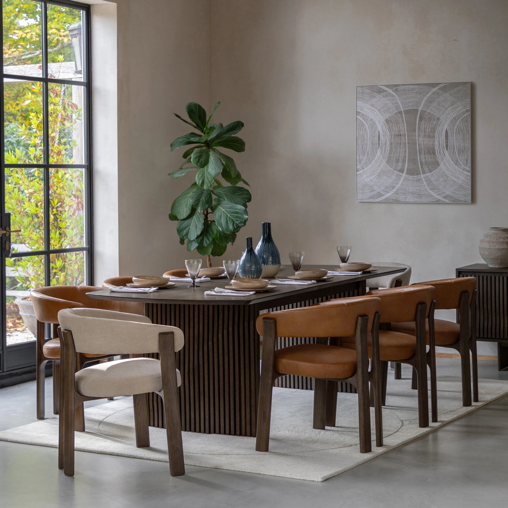 Sullivan Walnut Brown Oak Wood Extending Dining Table 180-230cm
