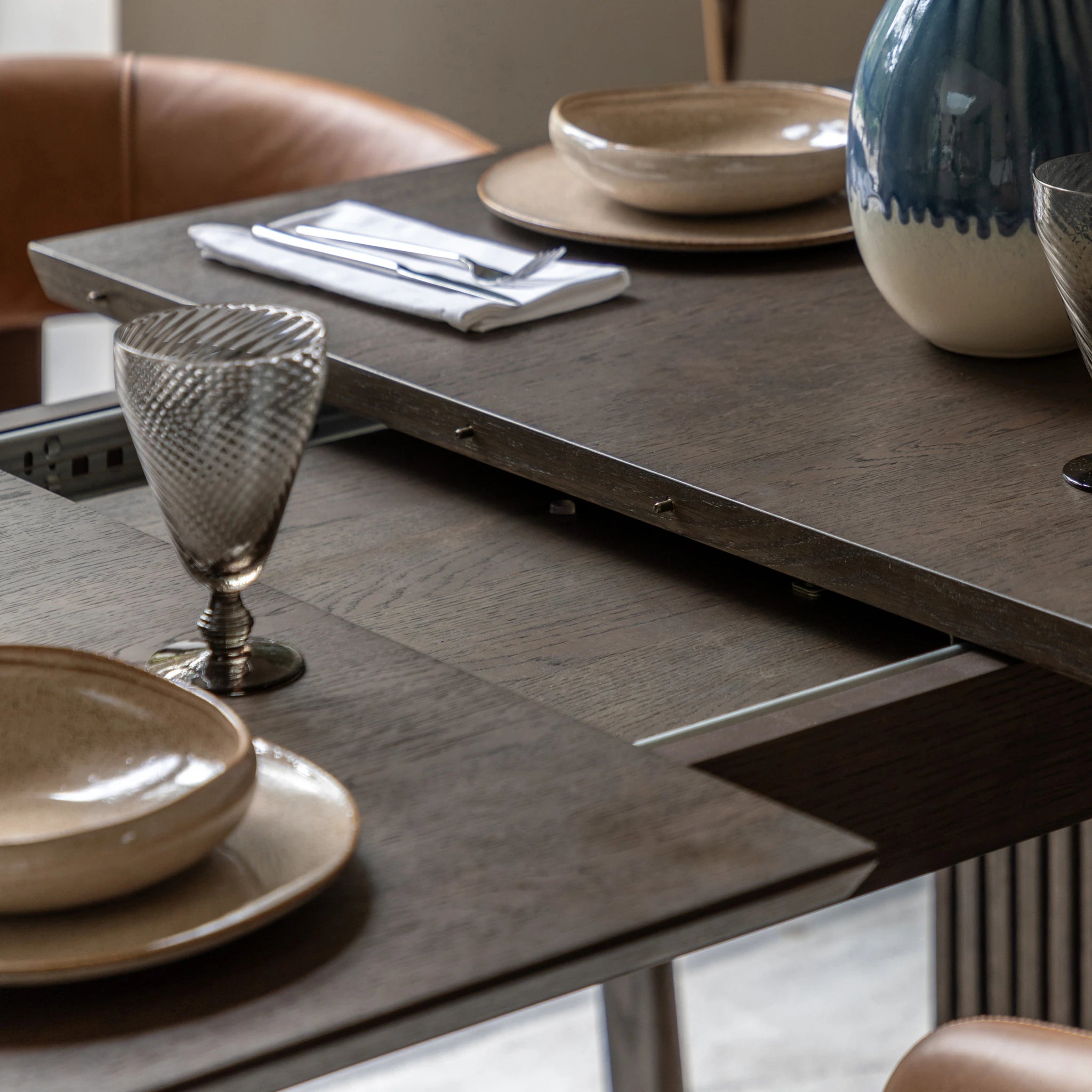 Sullivan Walnut Brown Oak Wood Extending Dining Table 180-230cm