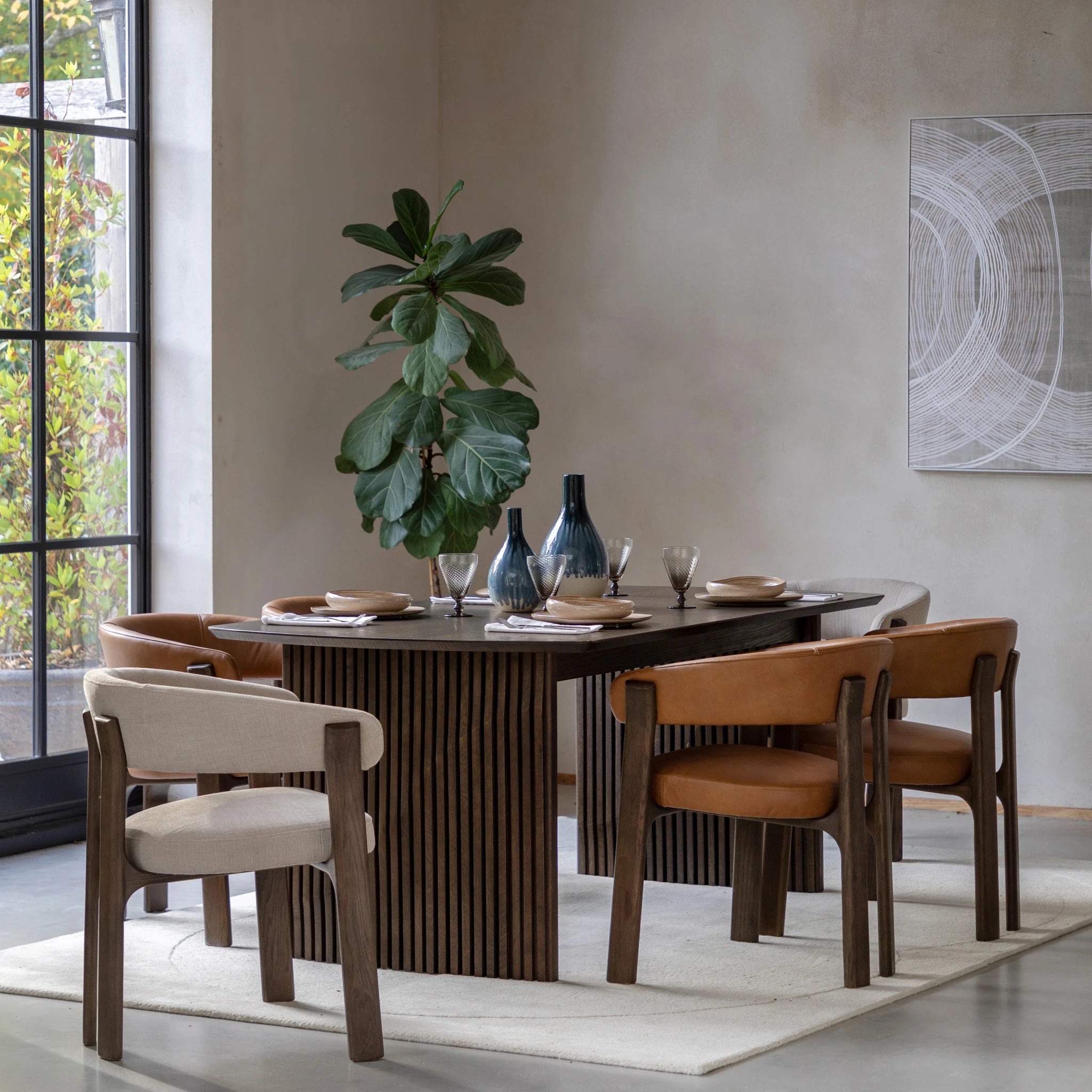 Sullivan Walnut Brown Oak Wood Extending Dining Table 180-230cm