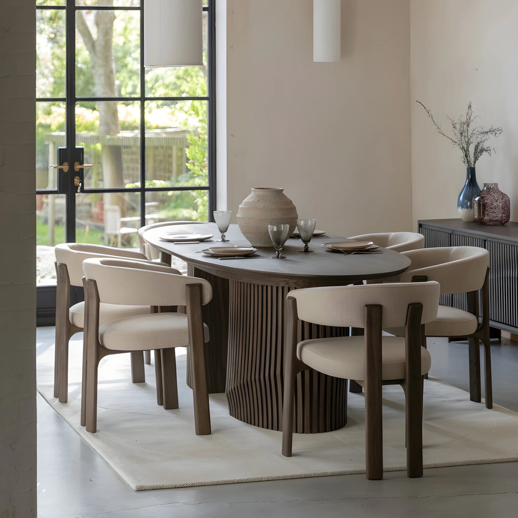 Sullivan Oval Walnut Brown Oak Wood Extending Dining Table 200-250cm