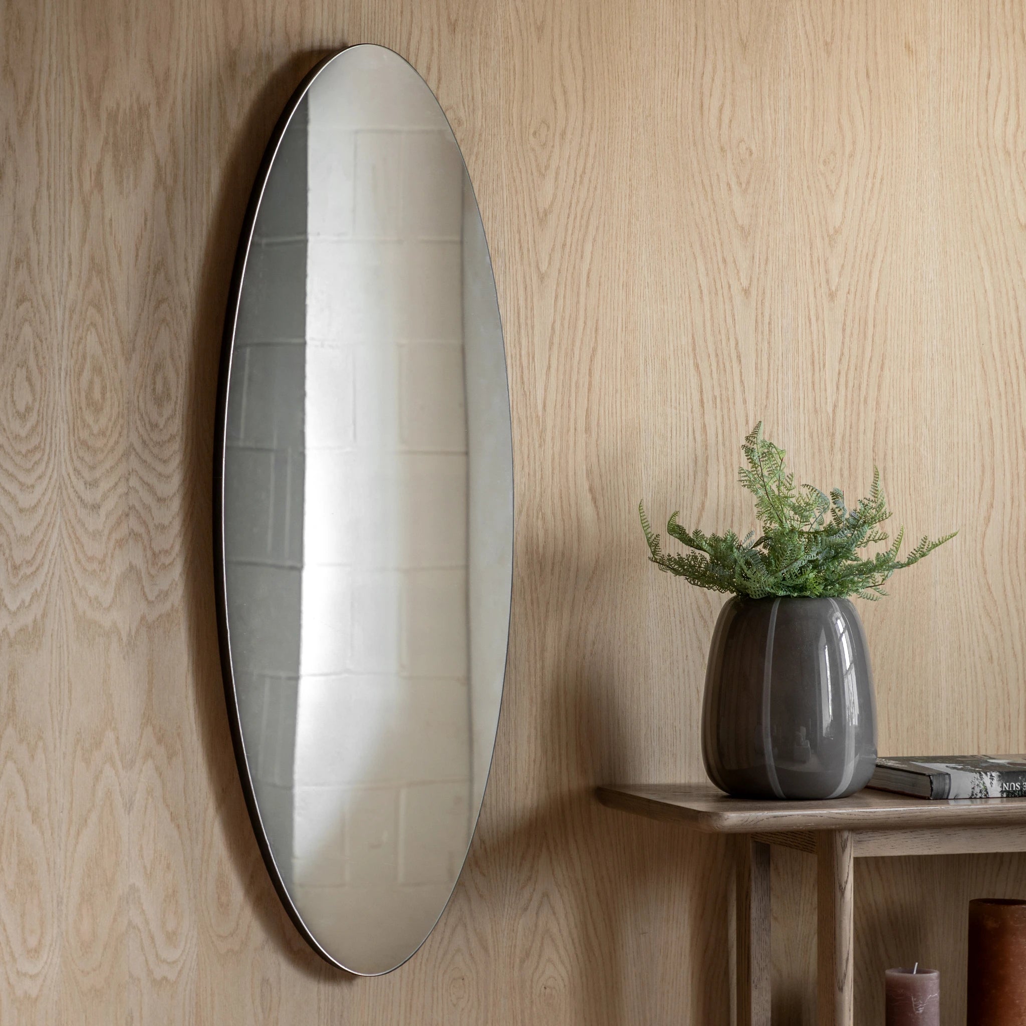 Meji Black Ellipse Wall Mirror 40x120cm