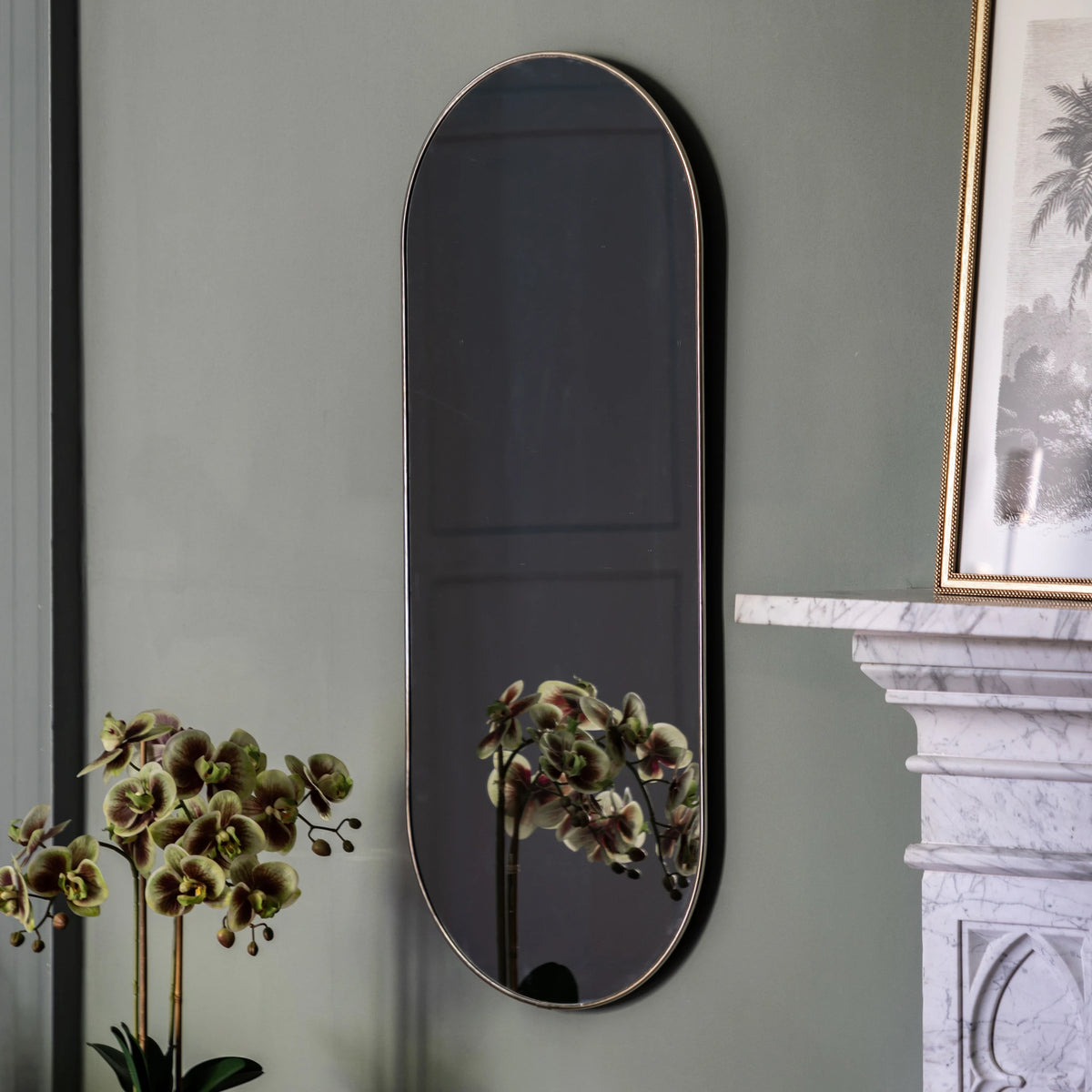 Avellino Brass Ellipse Wall Mirror 40x100cm