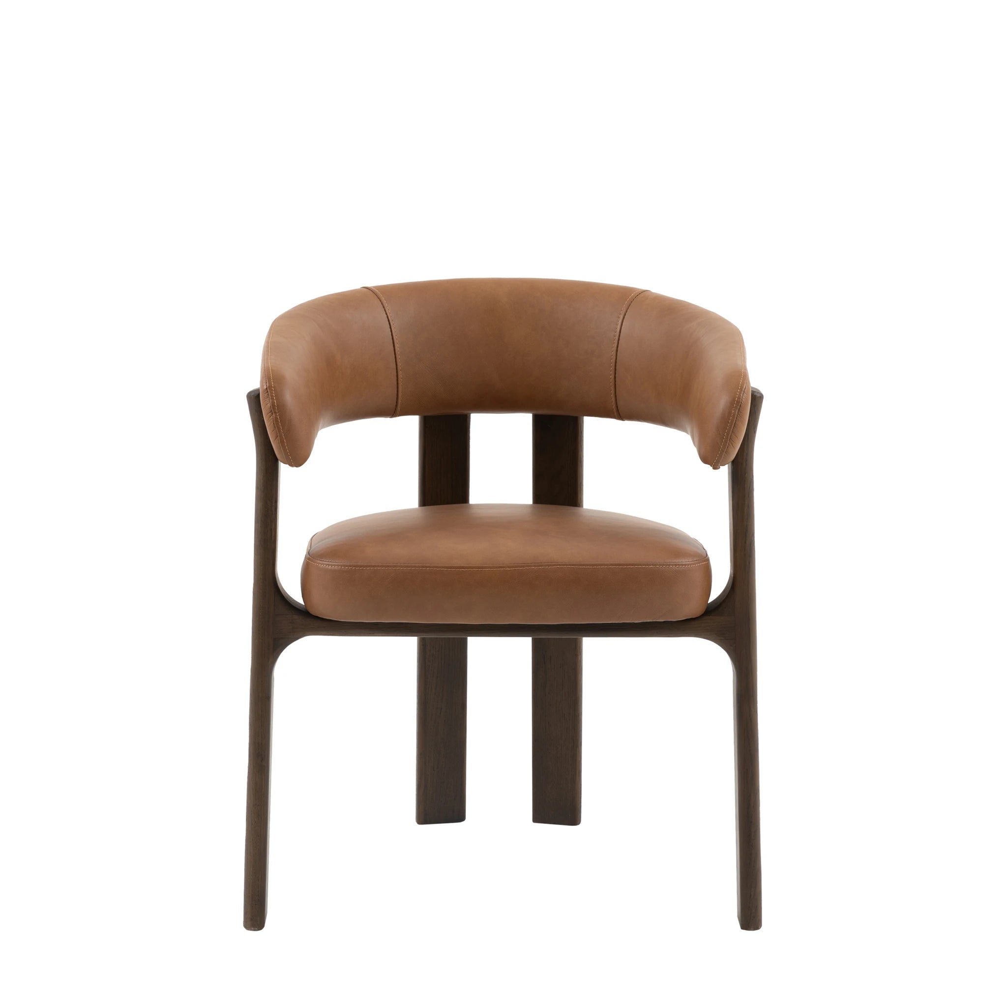 Sullivan Brown Leather & Oak Wood Dining Chair